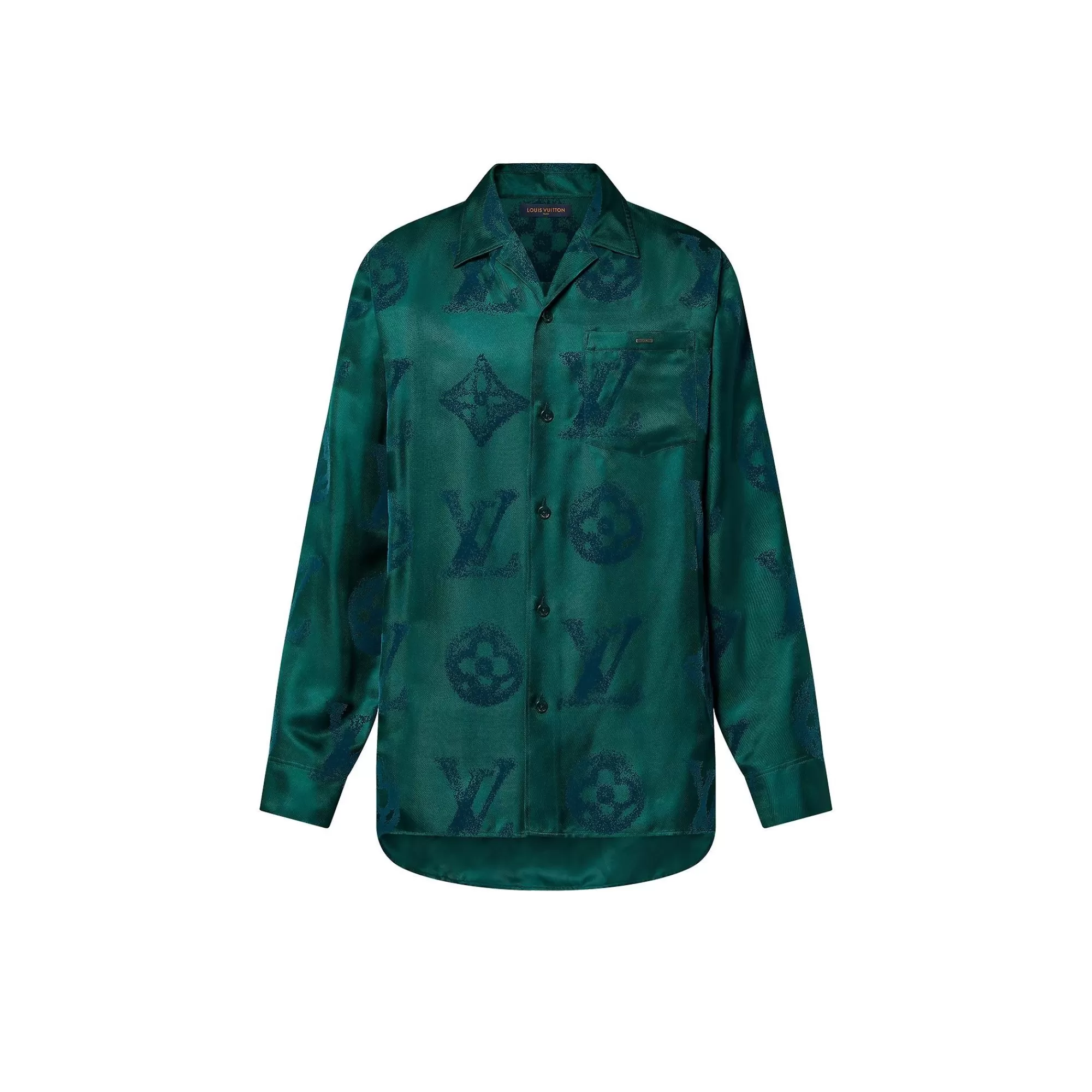 Online Louis Vuitton Monogram Flocked Silk Long-Sleeved Shirt