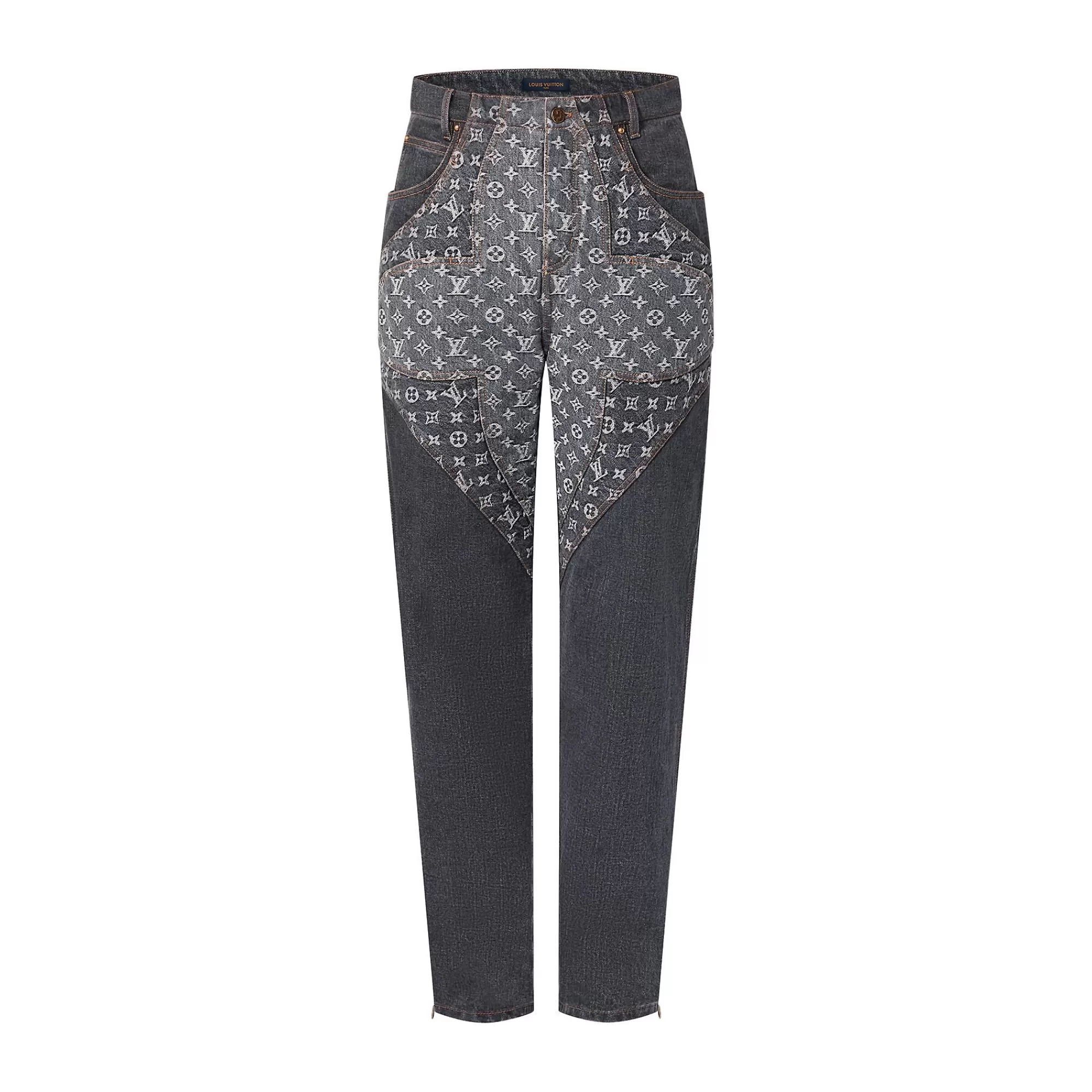 Fashion Louis Vuitton Monogram Flower Denim Pants