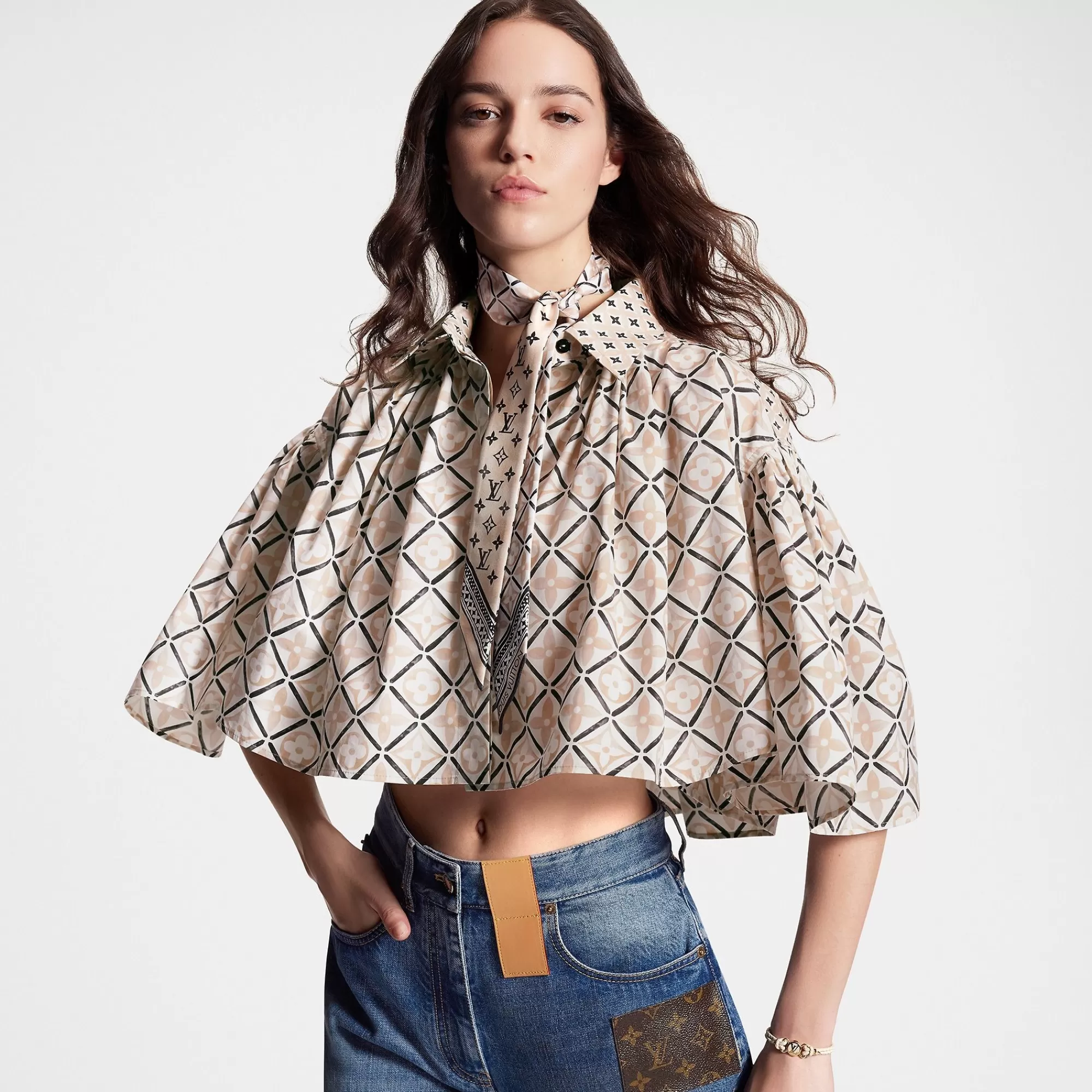 Outlet Louis Vuitton Monogram Flower Tile Bb Bandeau Beige