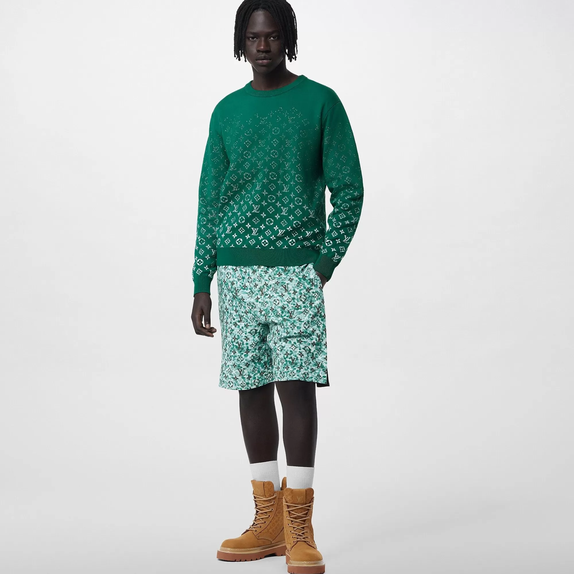 Shop Louis Vuitton Monogram Gradient Cotton Crewneck Green