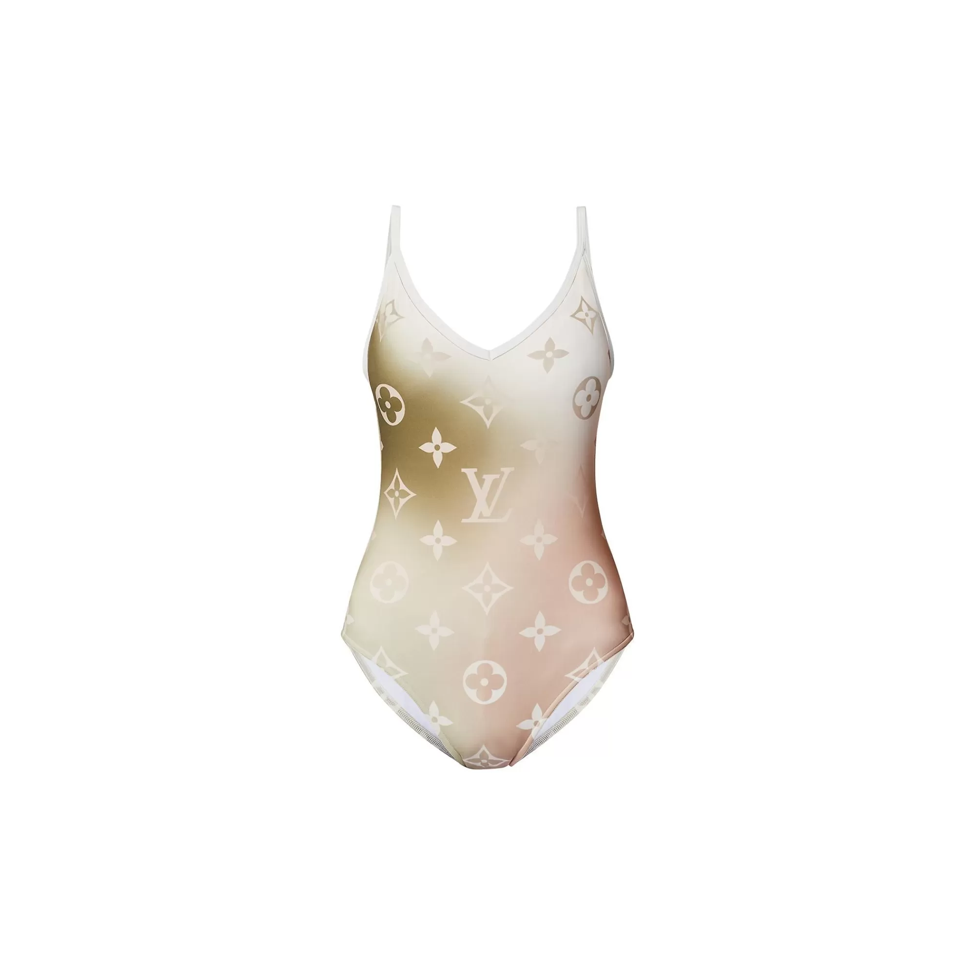 Online Louis Vuitton Monogram Gradient Cut-Out One-Piece Swimsuit Beige
