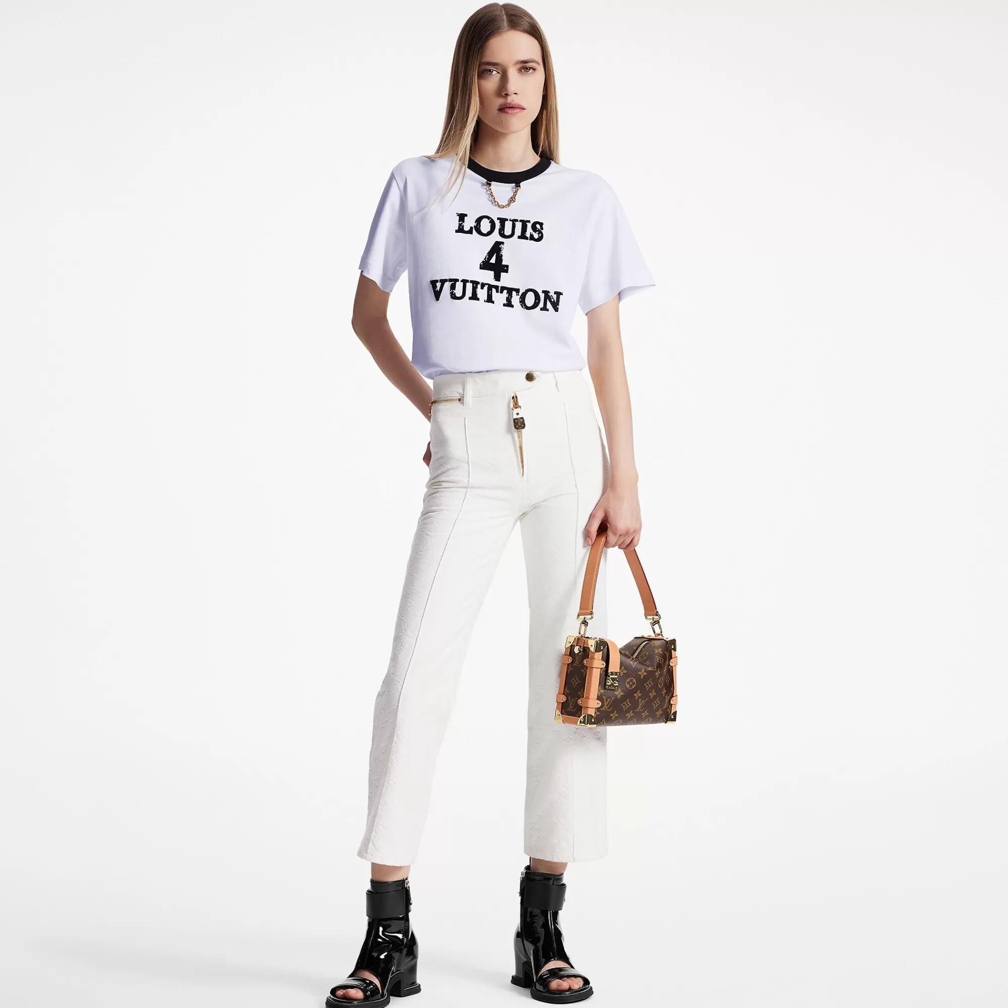Shop Louis Vuitton Monogram Jacquard Cropped Jeans