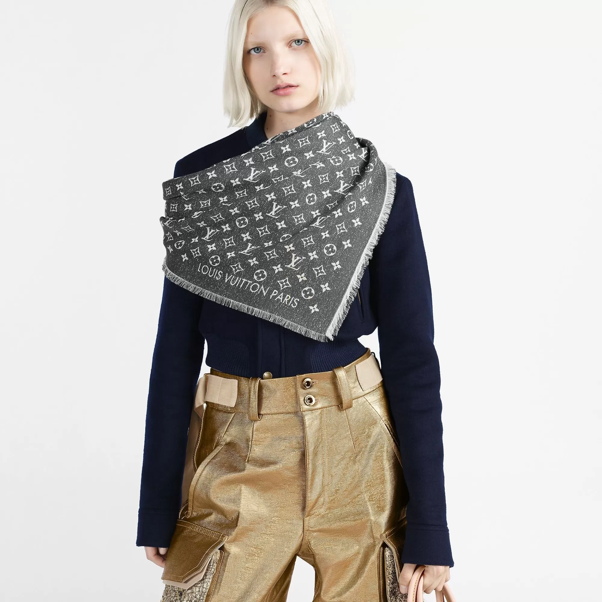 Best Sale Louis Vuitton Monogram Jacquard Denim Shawl