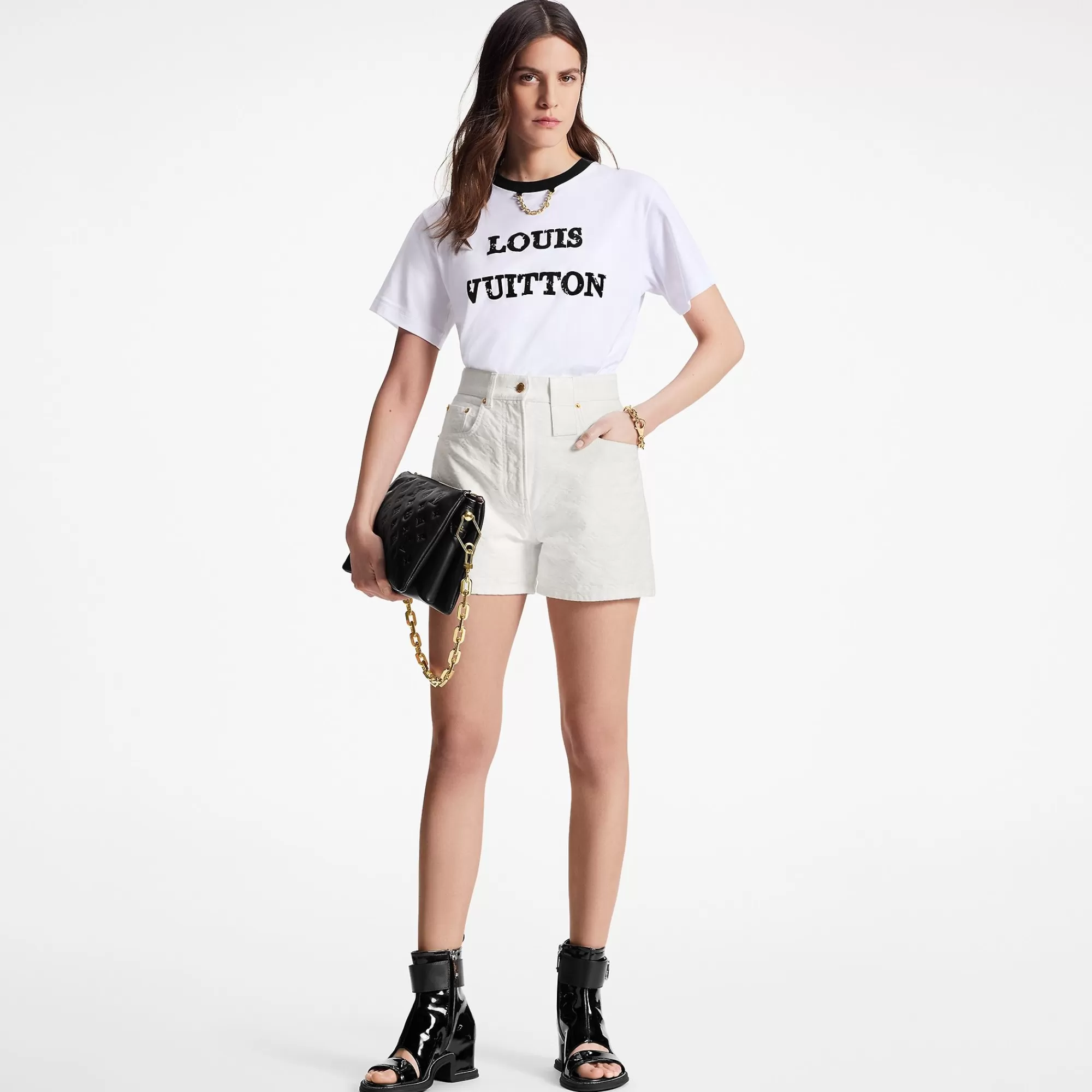 Shop Louis Vuitton Monogram Jacquard Denim Shorts