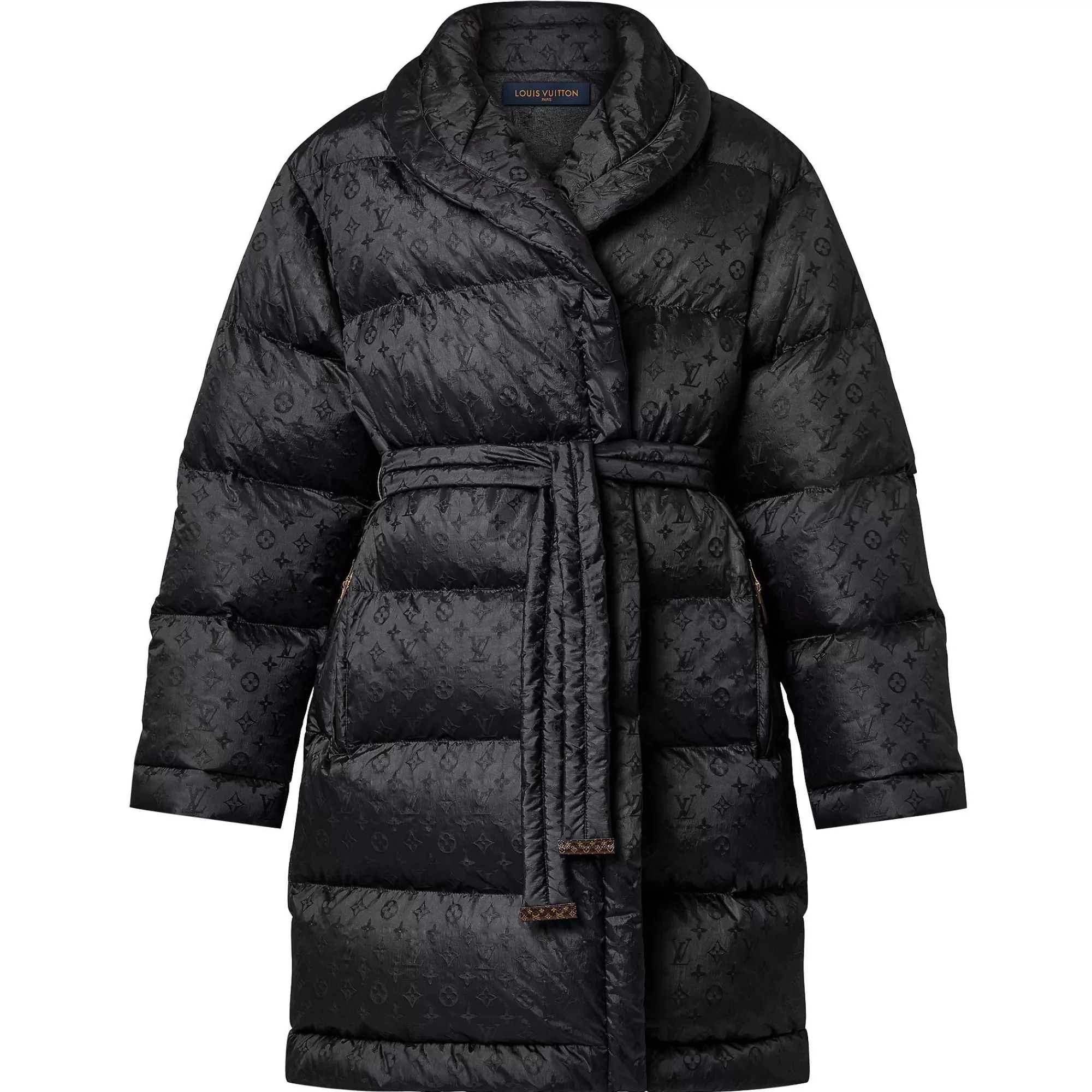 Online Louis Vuitton Monogram Jacquard Puffer Wrap Coat Black