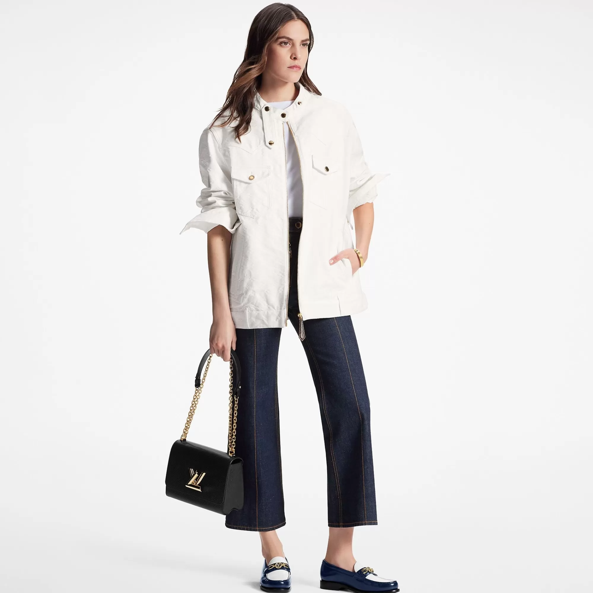 New Louis Vuitton Monogram Jacquard Zip-Up Denim Jacket