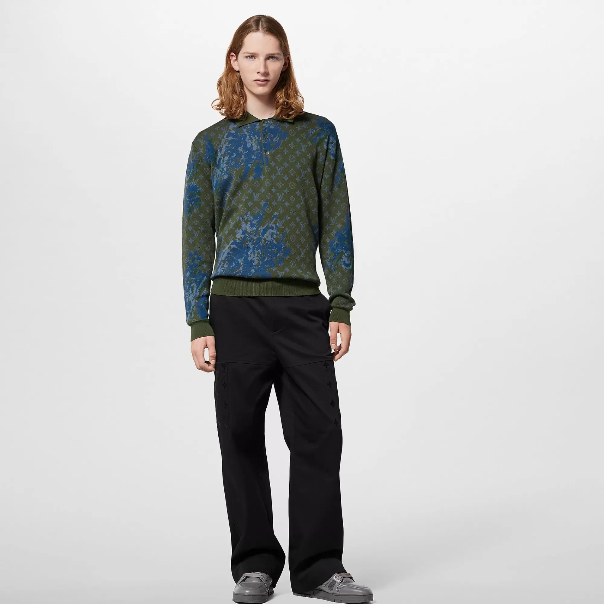 Cheap Louis Vuitton Monogram Long-Sleeved Knitted Polo