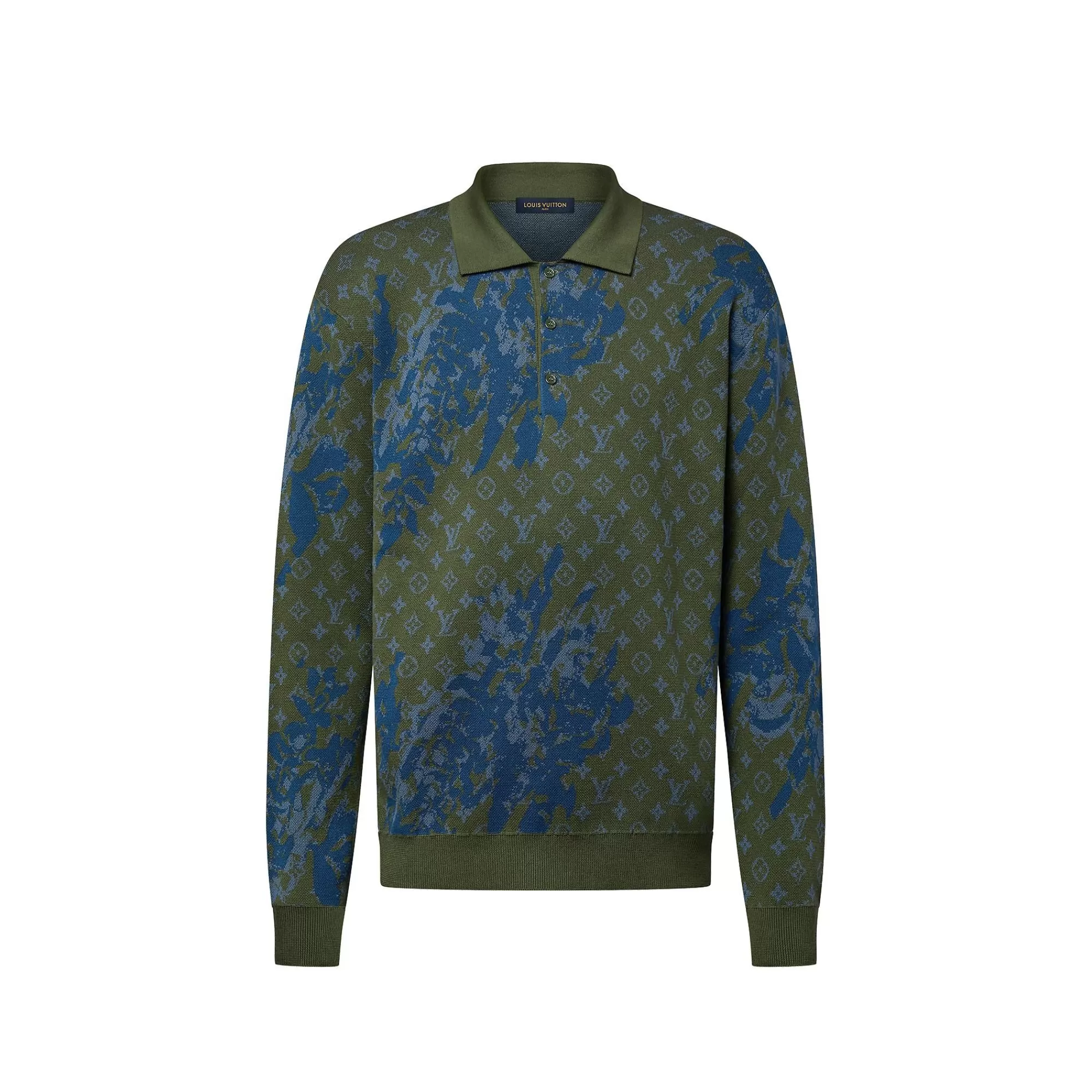 Cheap Louis Vuitton Monogram Long-Sleeved Knitted Polo