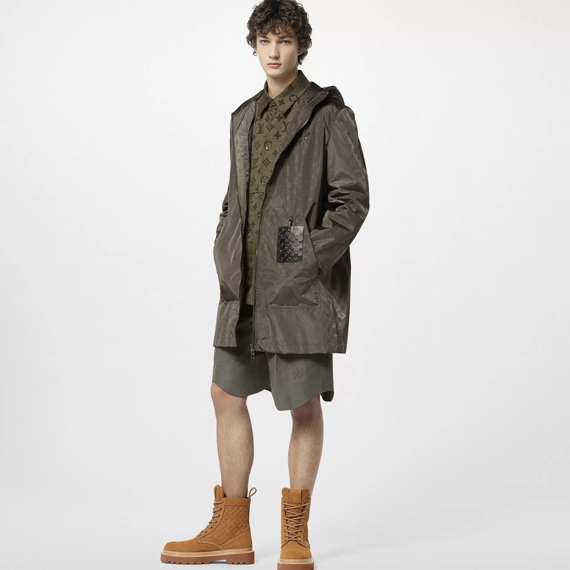 Cheap Louis Vuitton Monogram Mid-Length Nylon Windbreaker Tarmac