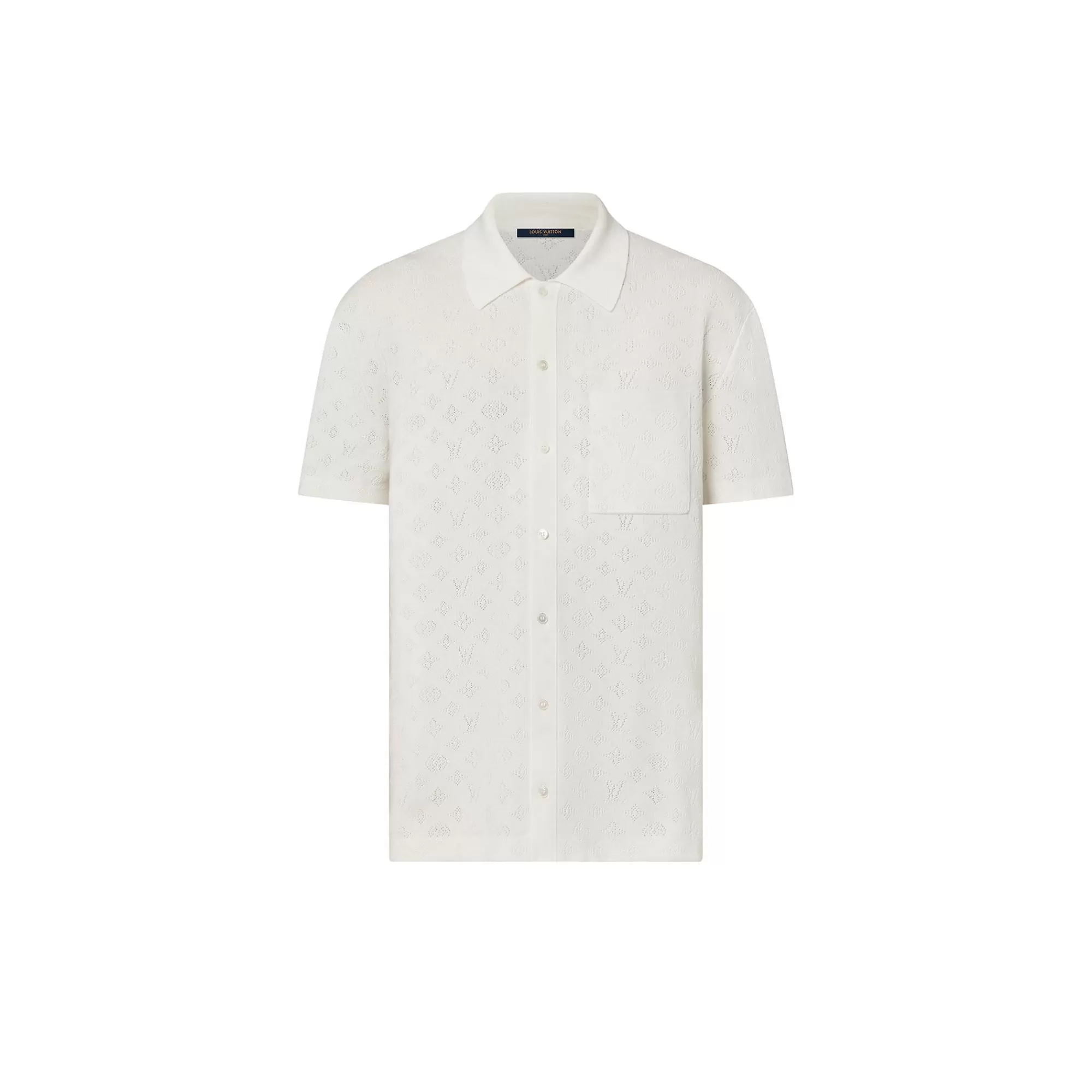 Cheap Louis Vuitton Monogram Pointelle Cotton Short-Sleeved Shirt