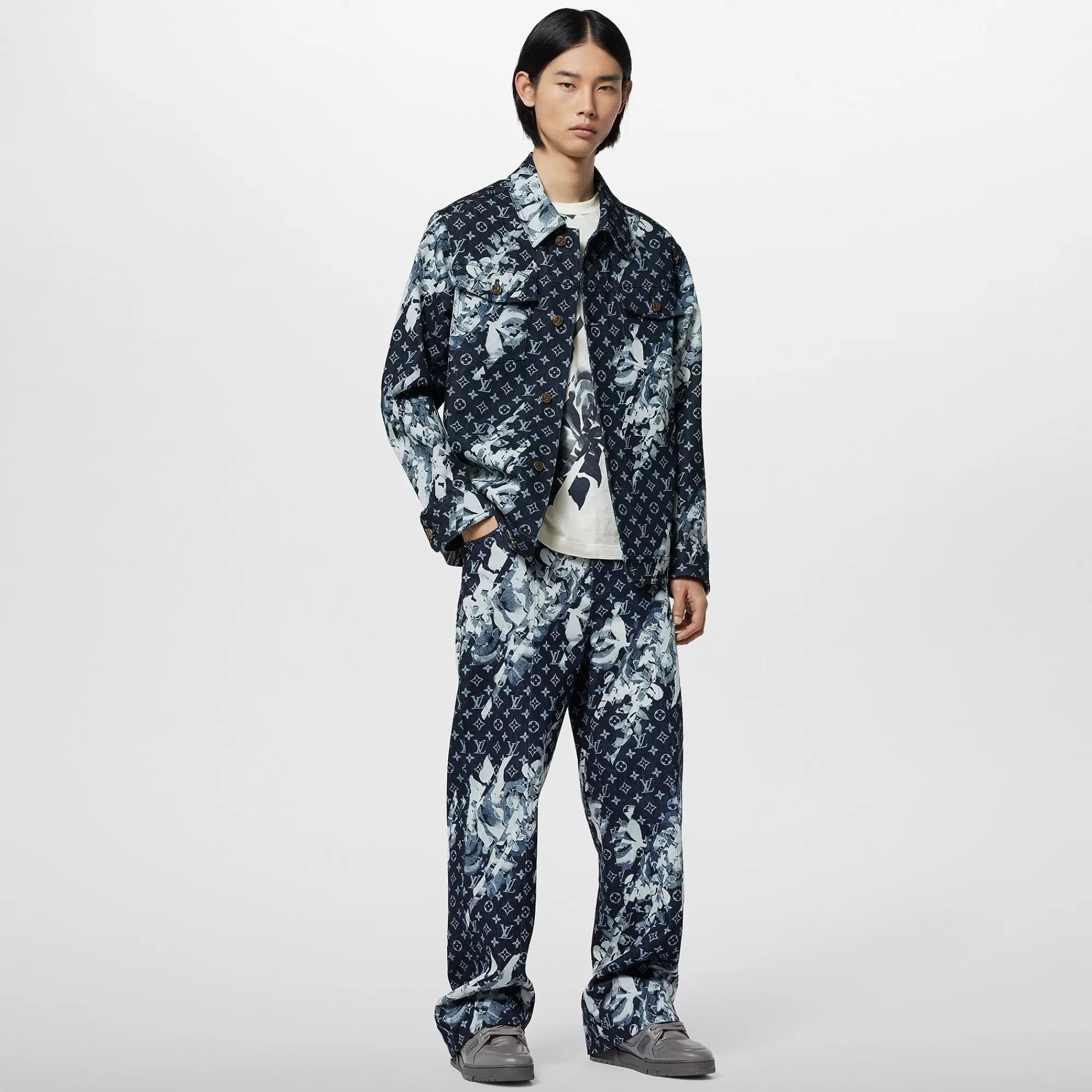 Clearance Louis Vuitton Monogram Printed Denim Pants