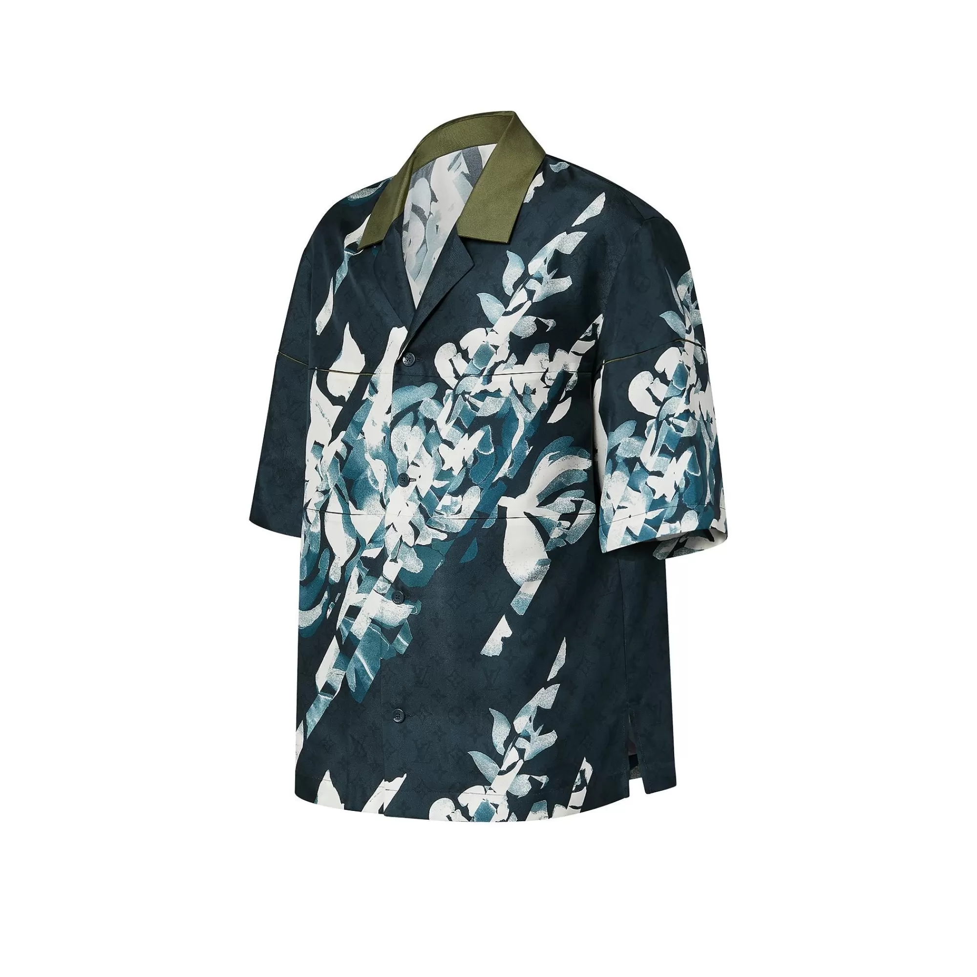 Cheap Louis Vuitton Monogram Printed Short-Sleeved Silk Shirt