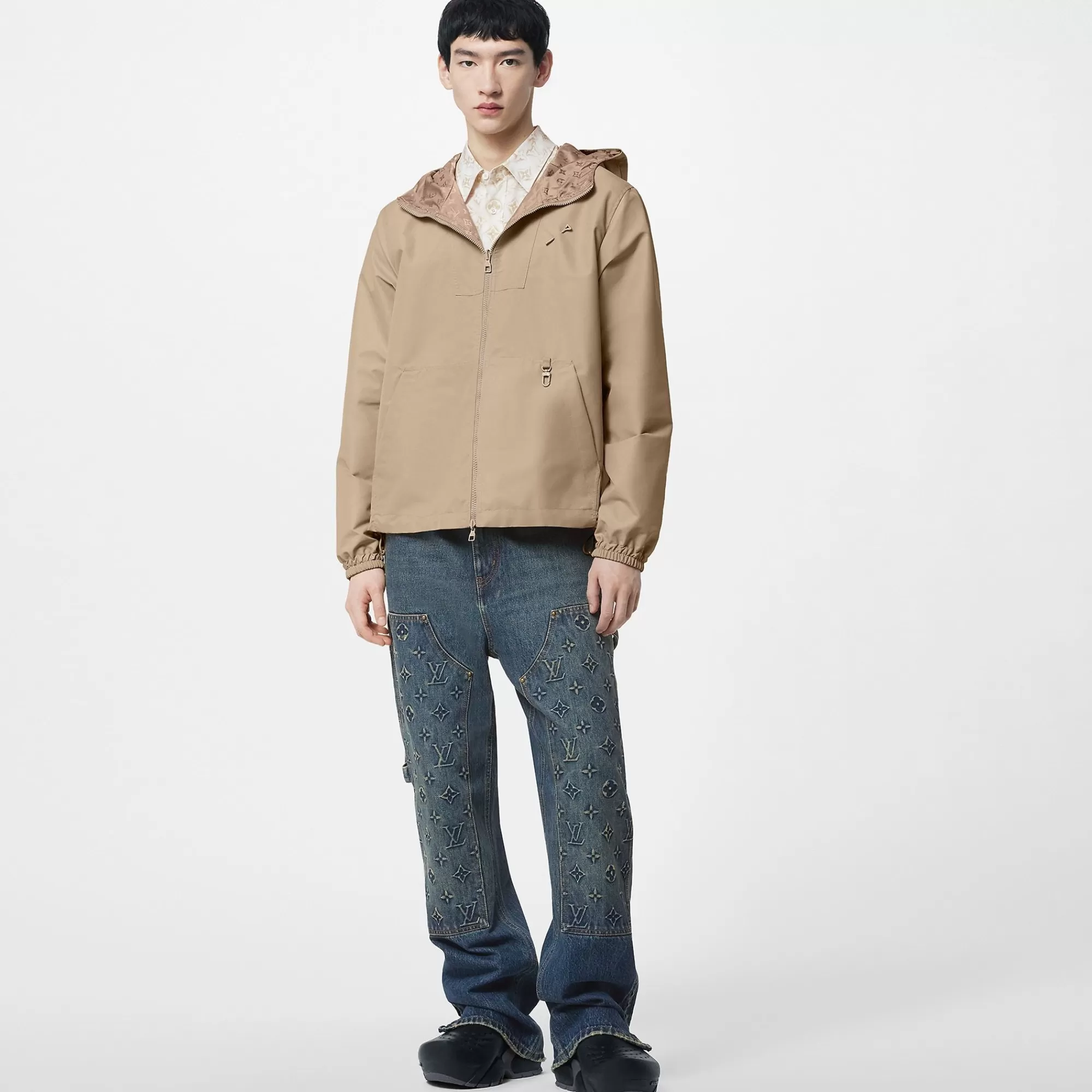 Sale Louis Vuitton Monogram Reversible Nylon Windbreaker Beige