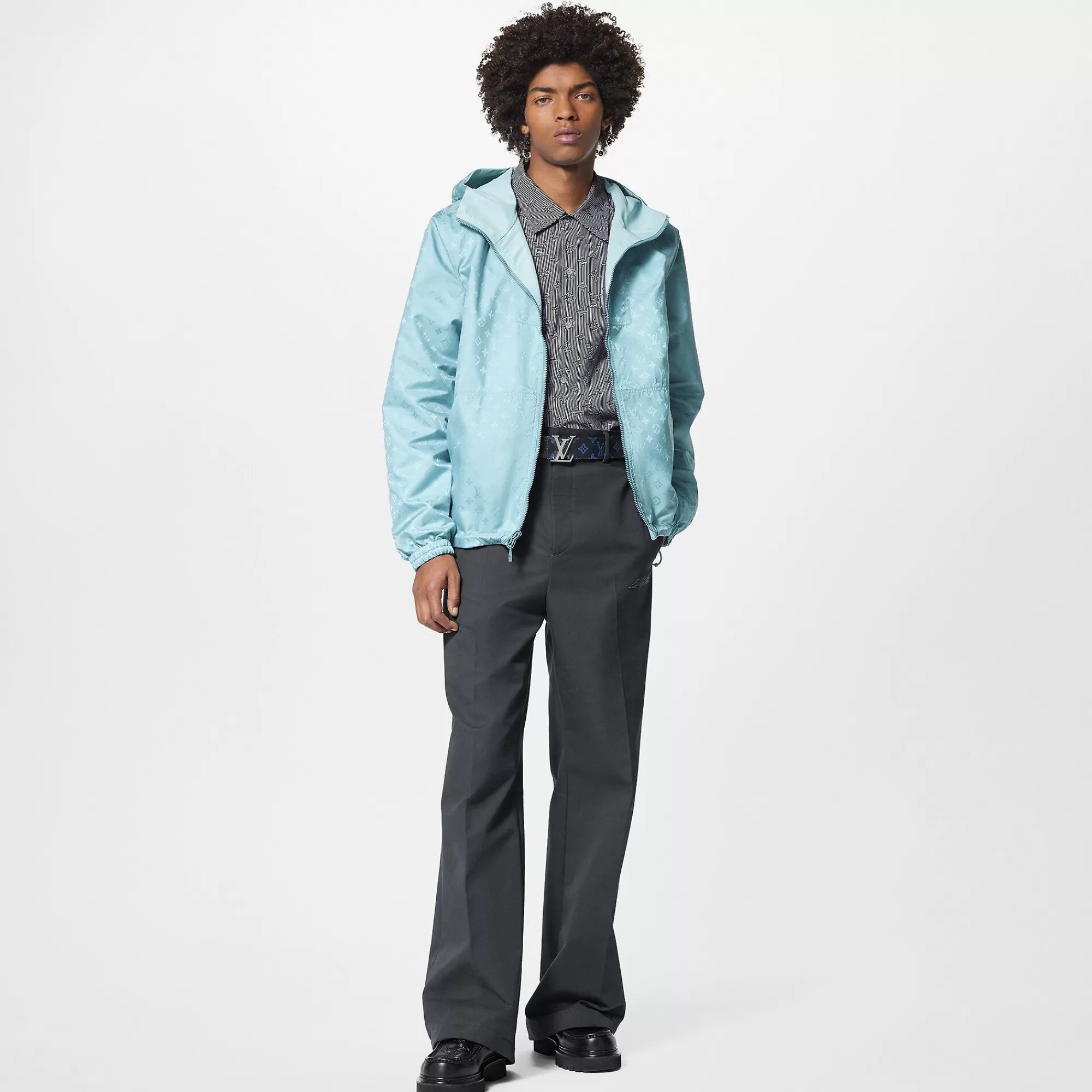 New Louis Vuitton Monogram Reversible Windbreaker Sky Blue