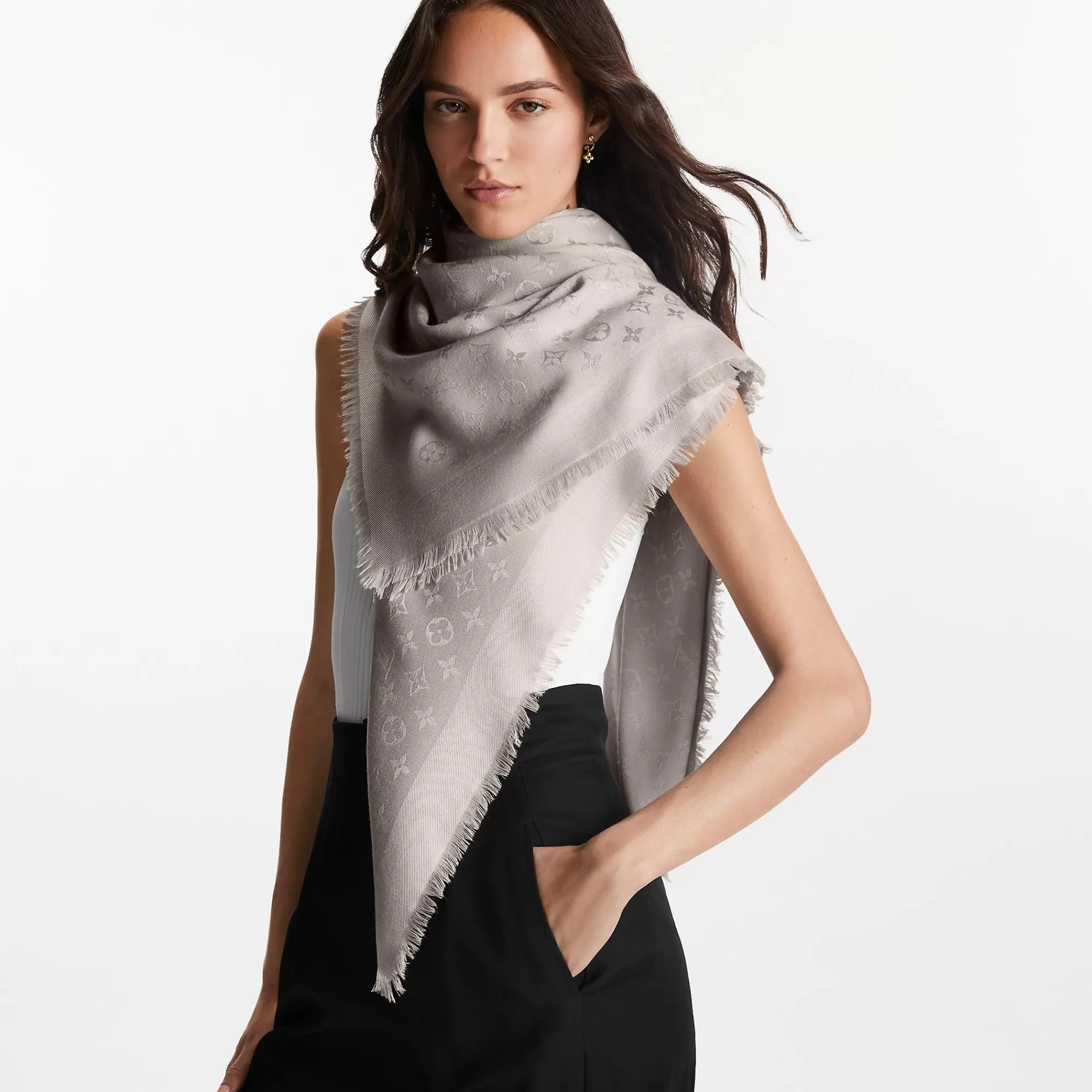 Sale Louis Vuitton Monogram Shawl Greige