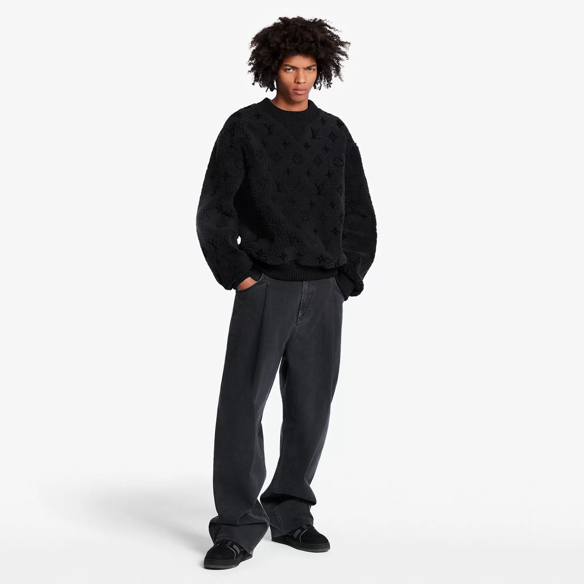 Clearance Louis Vuitton Monogram Shearling Crewneck