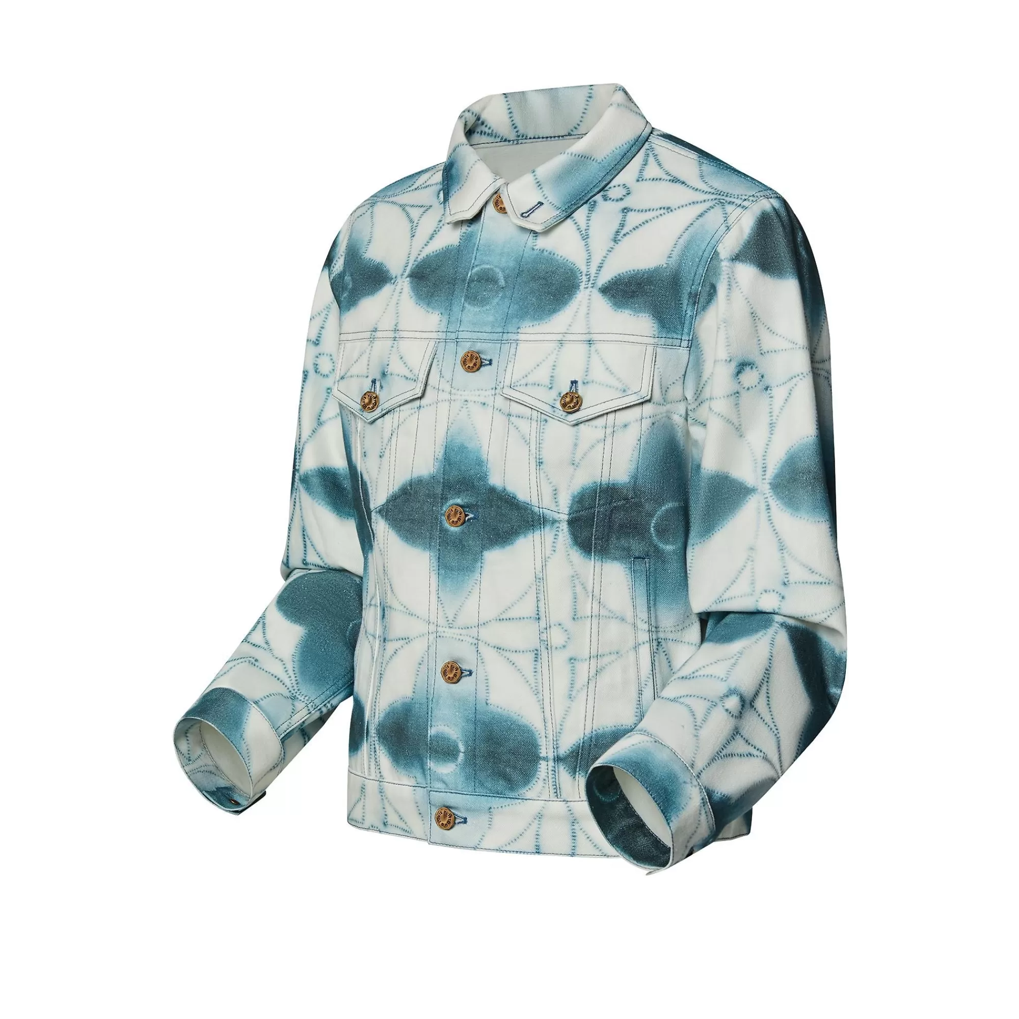 Cheap Louis Vuitton Monogram Shibori Printed Denim Jacket