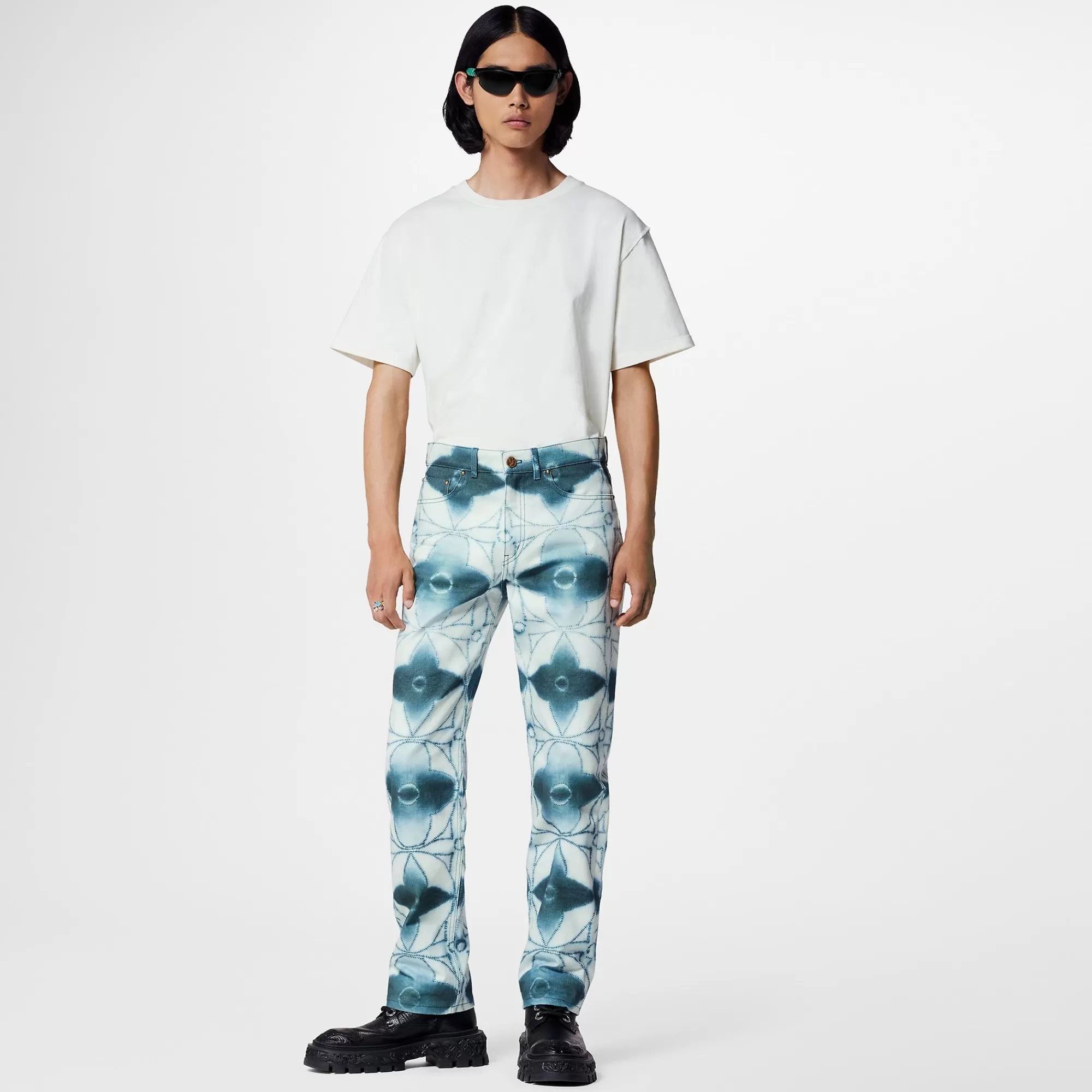 Hot Louis Vuitton Monogram Shibori Printed Denim Regular Pants