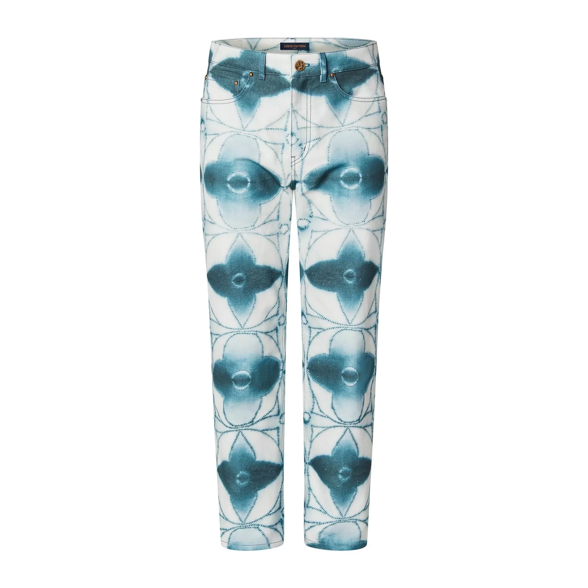 Hot Louis Vuitton Monogram Shibori Printed Denim Regular Pants
