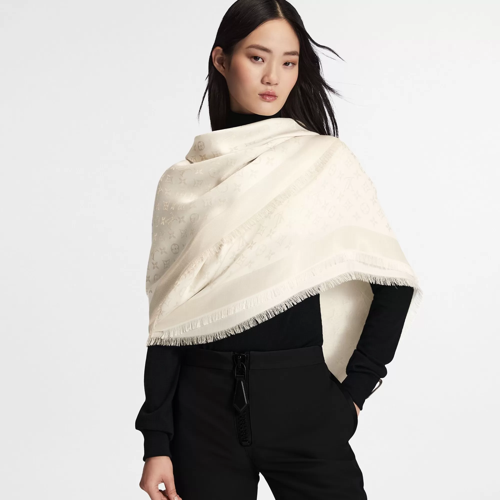 Best Louis Vuitton Monogram Shine Shawl White