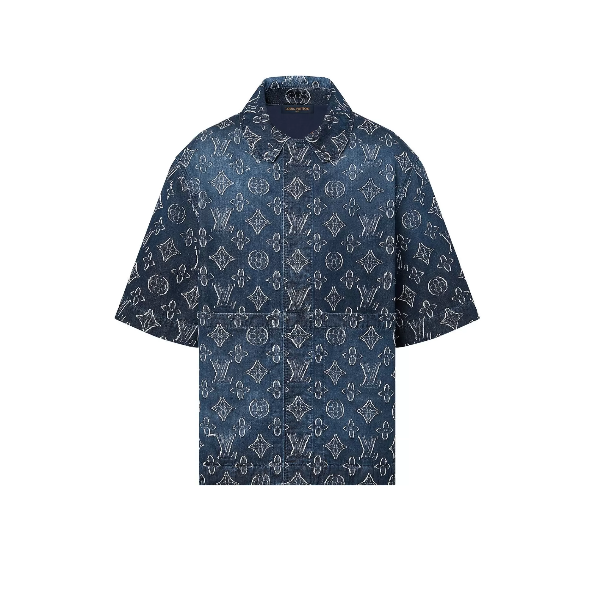 Online Louis Vuitton Monogram Short-Sleeved Chambray Shirt Indigo
