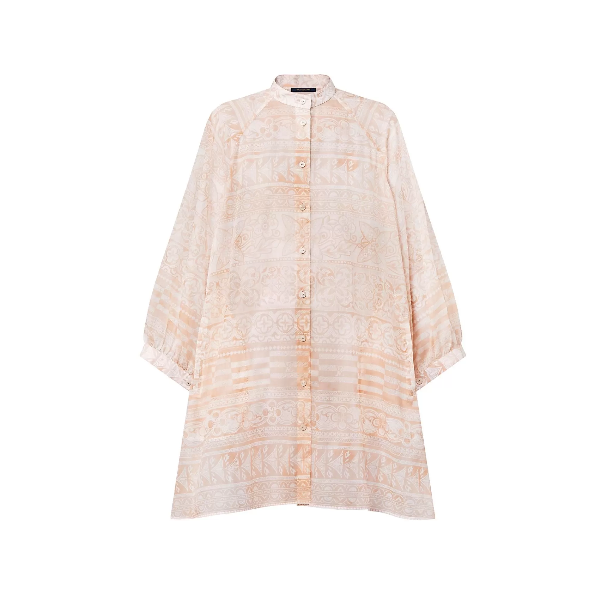 Store Louis Vuitton Monogram Tile Batwing Shirt Dress Champagne