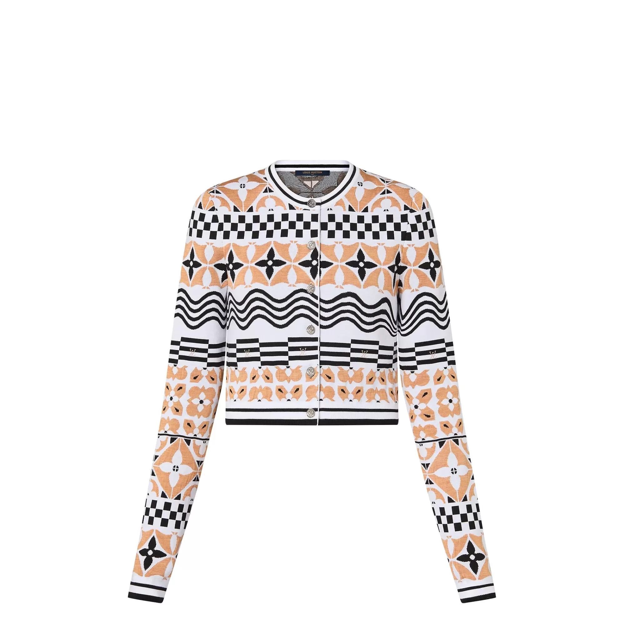 Sale Louis Vuitton Monogram Tile Jacquard Cropped Cardigan