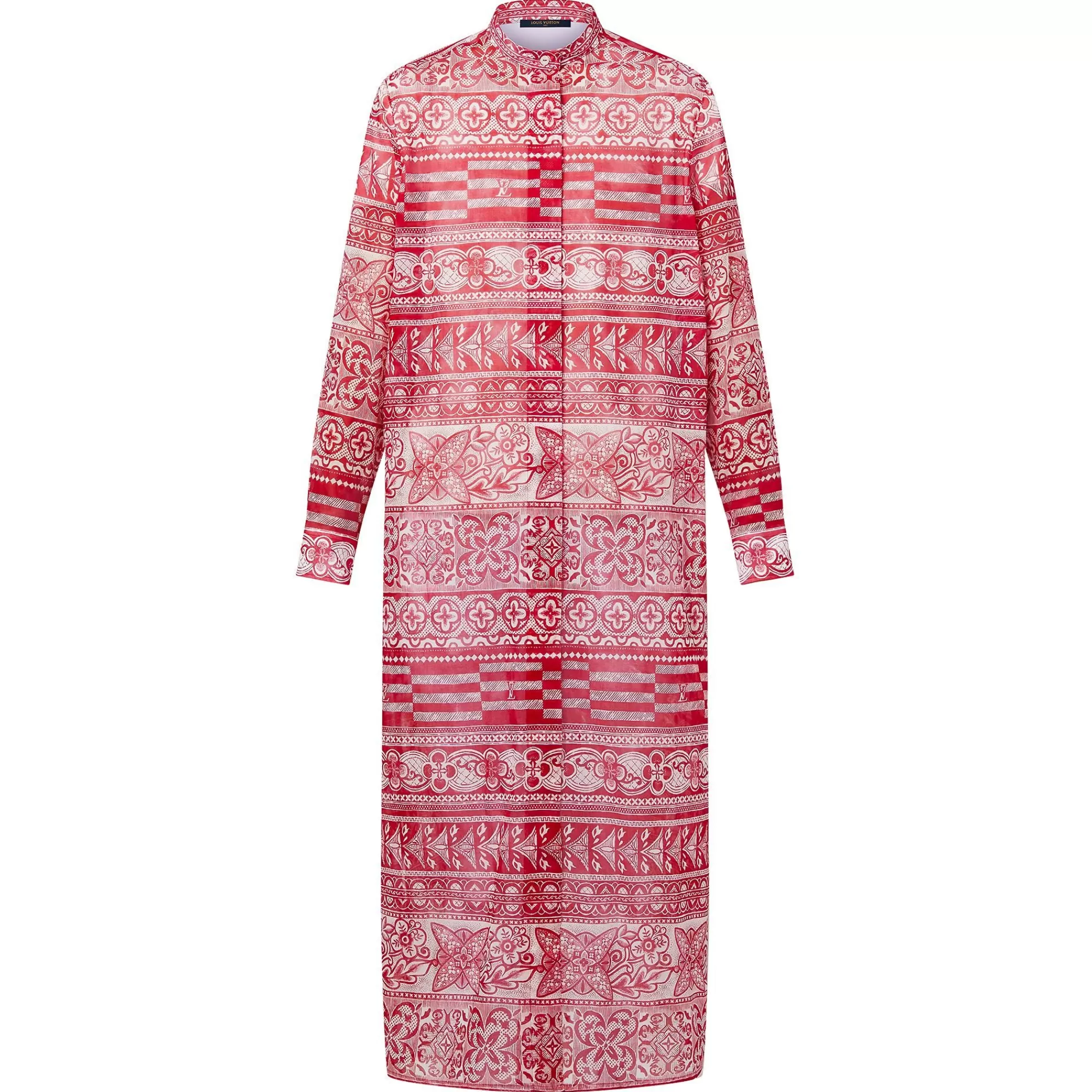 Cheap Louis Vuitton Monogram Tile Long Shirt Dress Bright Red