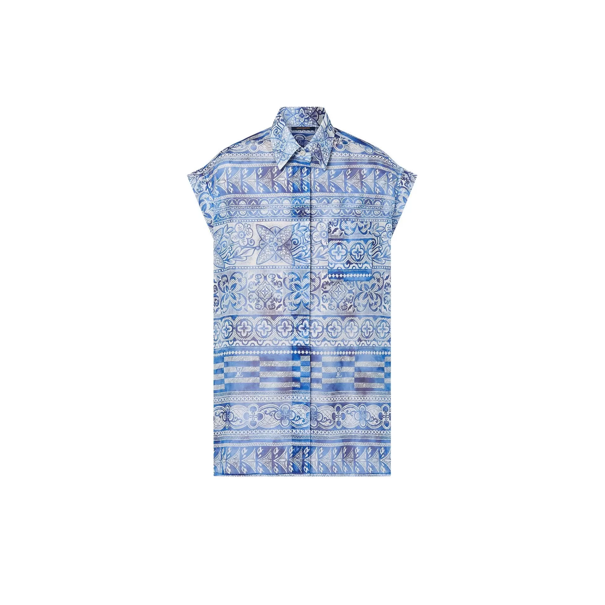 Best Sale Louis Vuitton Monogram Tiles Boxy Shirt Blue