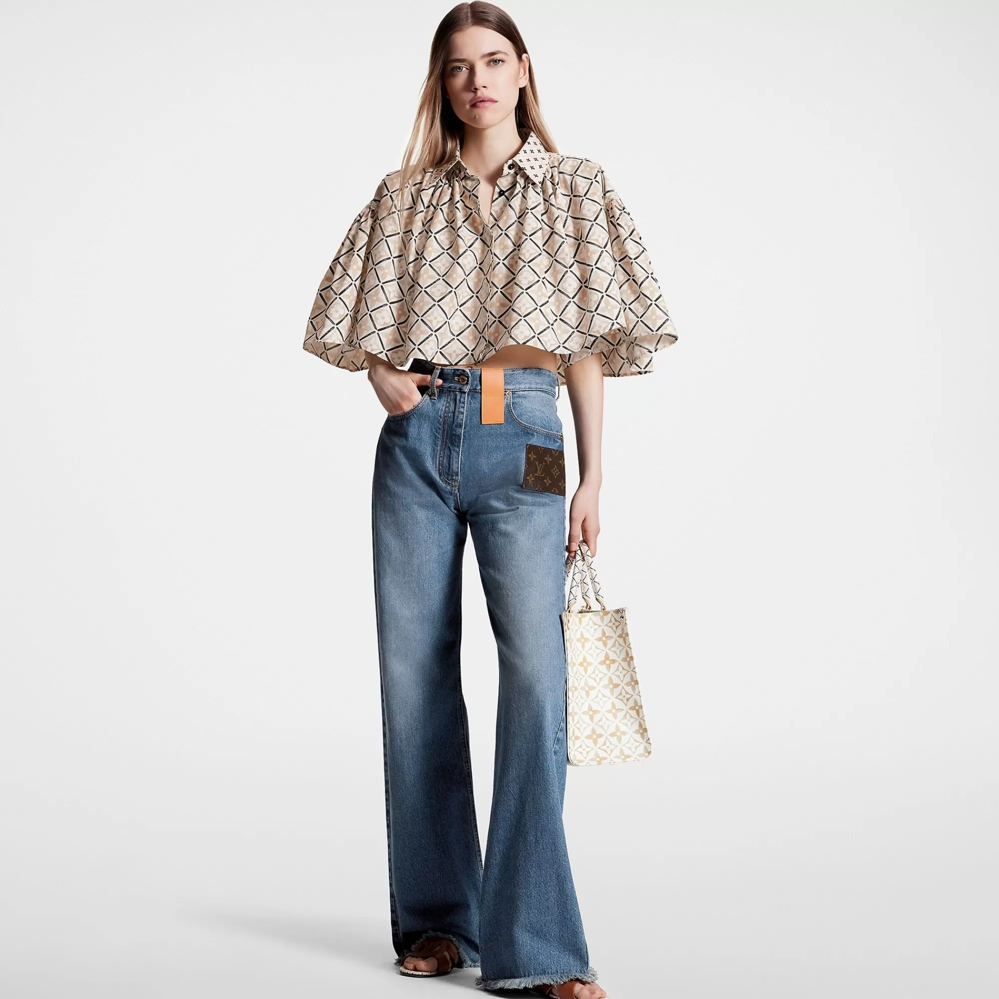 New Louis Vuitton Monogram Tiles Cape Blouse