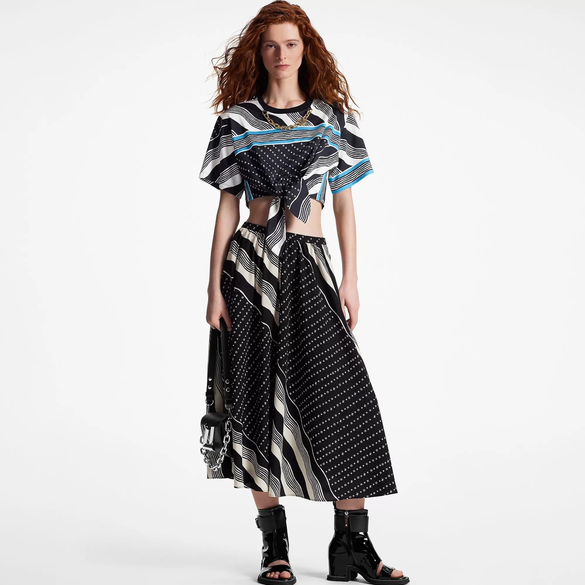 Discount Louis Vuitton Monogram Wave Midi Skirt