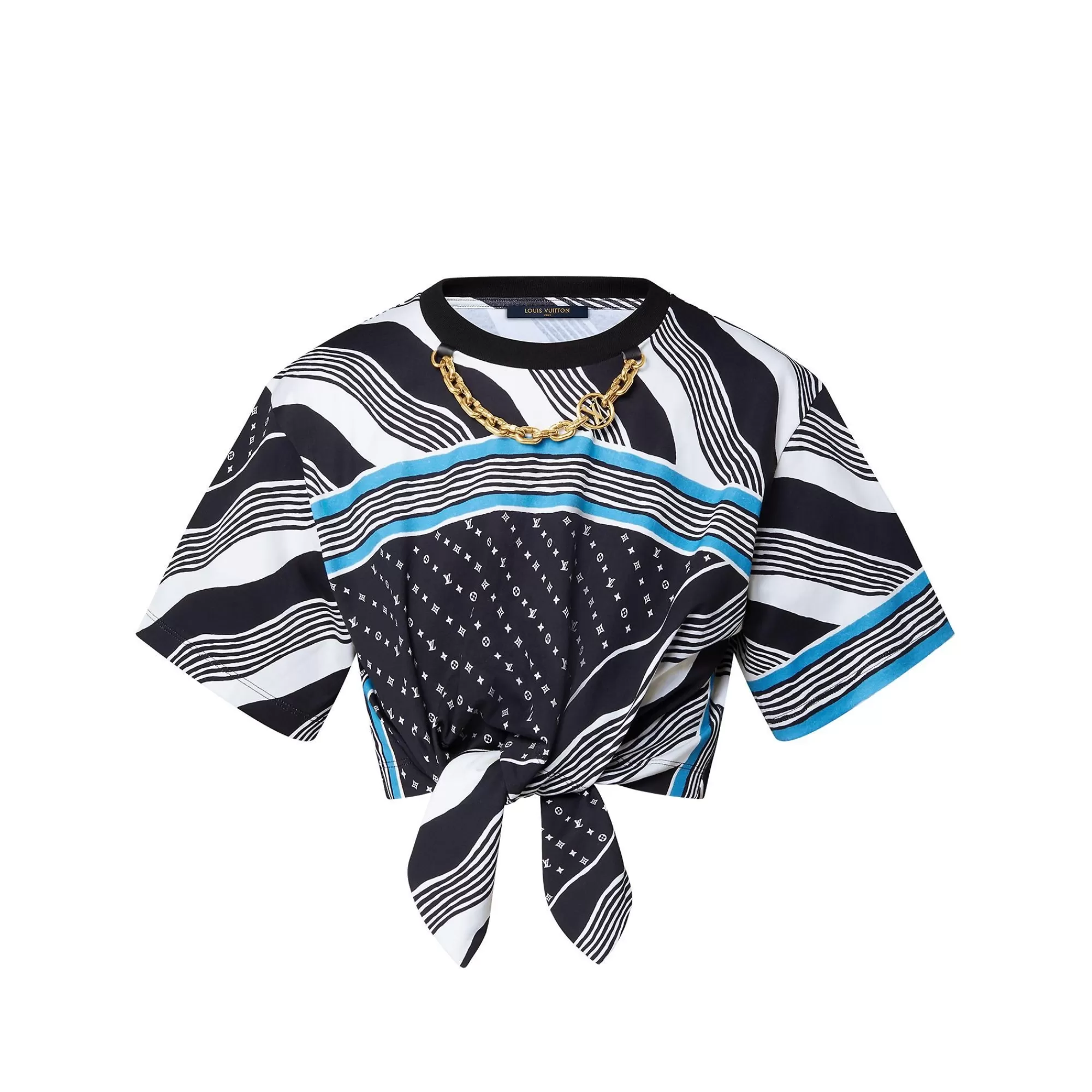 Fashion Louis Vuitton Monogram Wave Self-Tie T-Shirt
