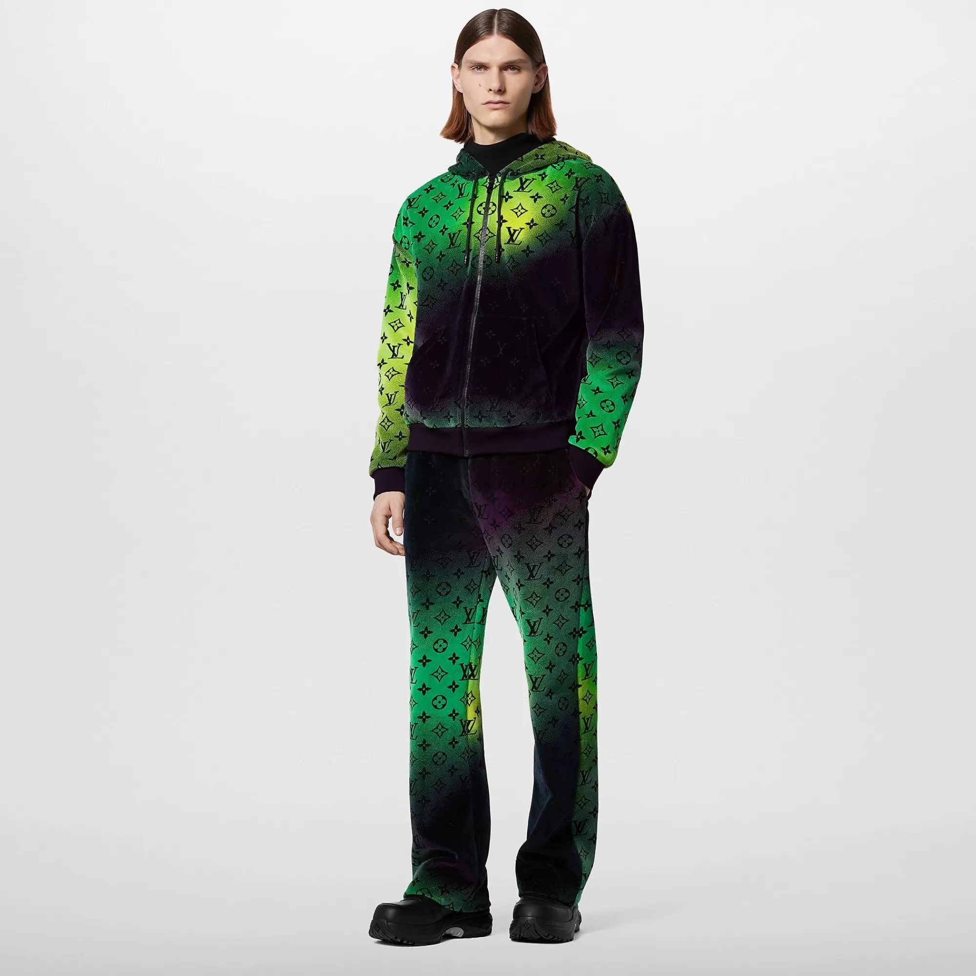 Cheap Louis Vuitton Monogram Zipped Velvet Hoodie