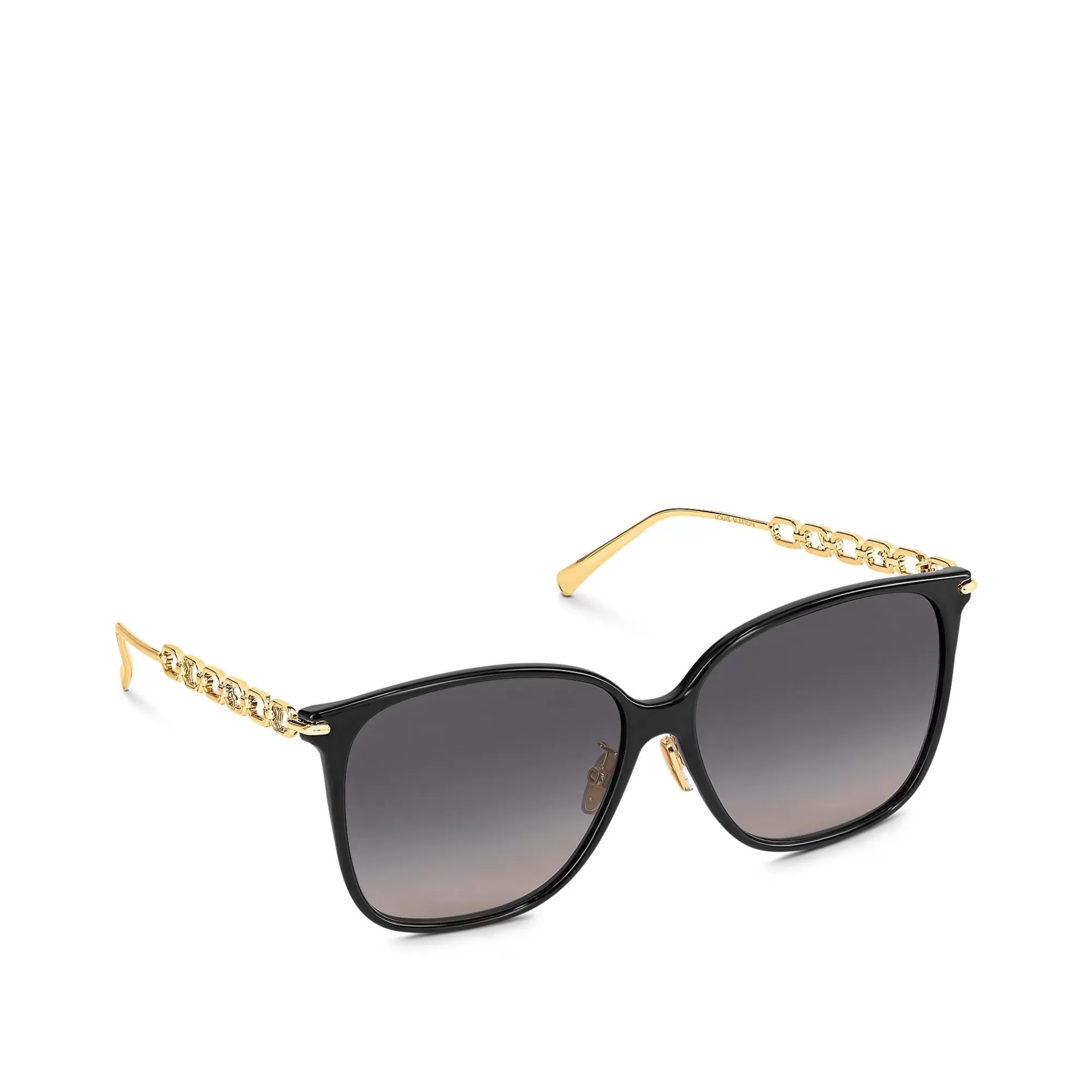 Best Sale Louis Vuitton My Lv Chain Two Classique Square Sunglasses Black