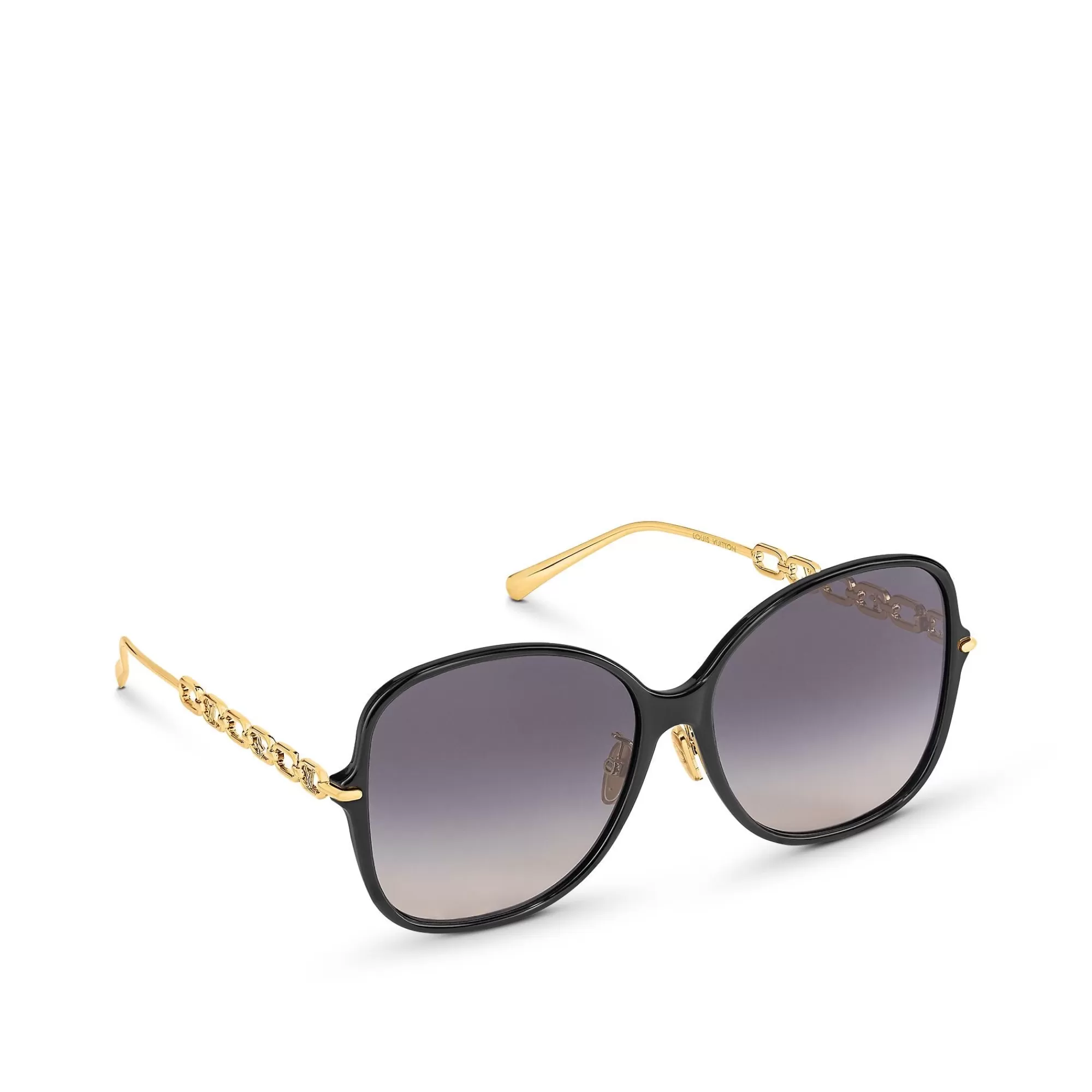Fashion Louis Vuitton My Lv Chain Two Square Sunglasses Black