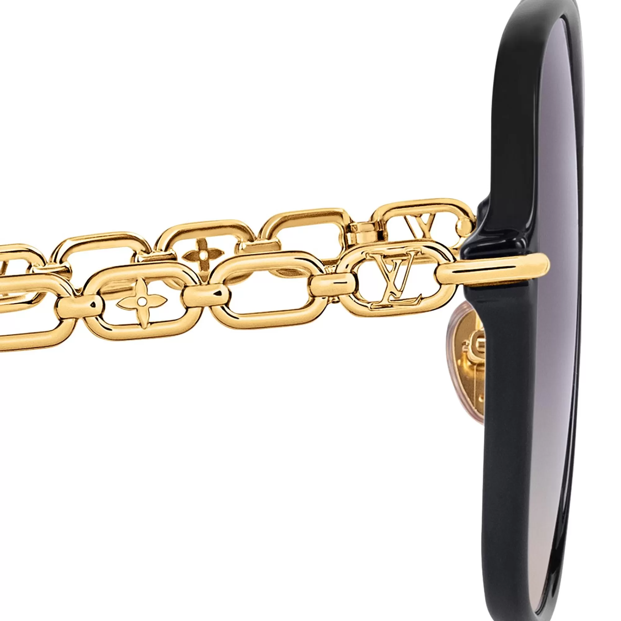 Fashion Louis Vuitton My Lv Chain Two Square Sunglasses Black