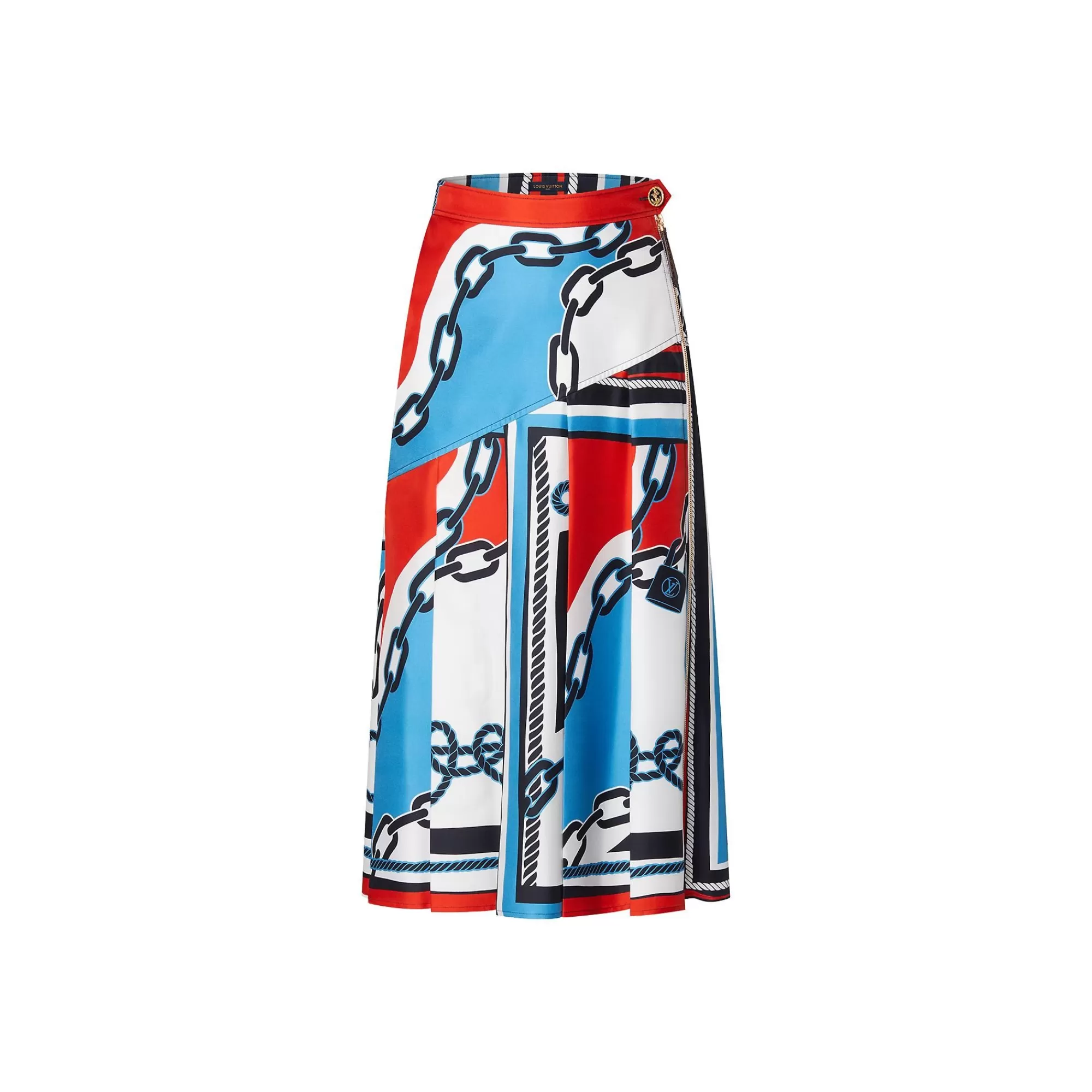 Shop Louis Vuitton Nautical Print Asymmetrical Pleat Skirt