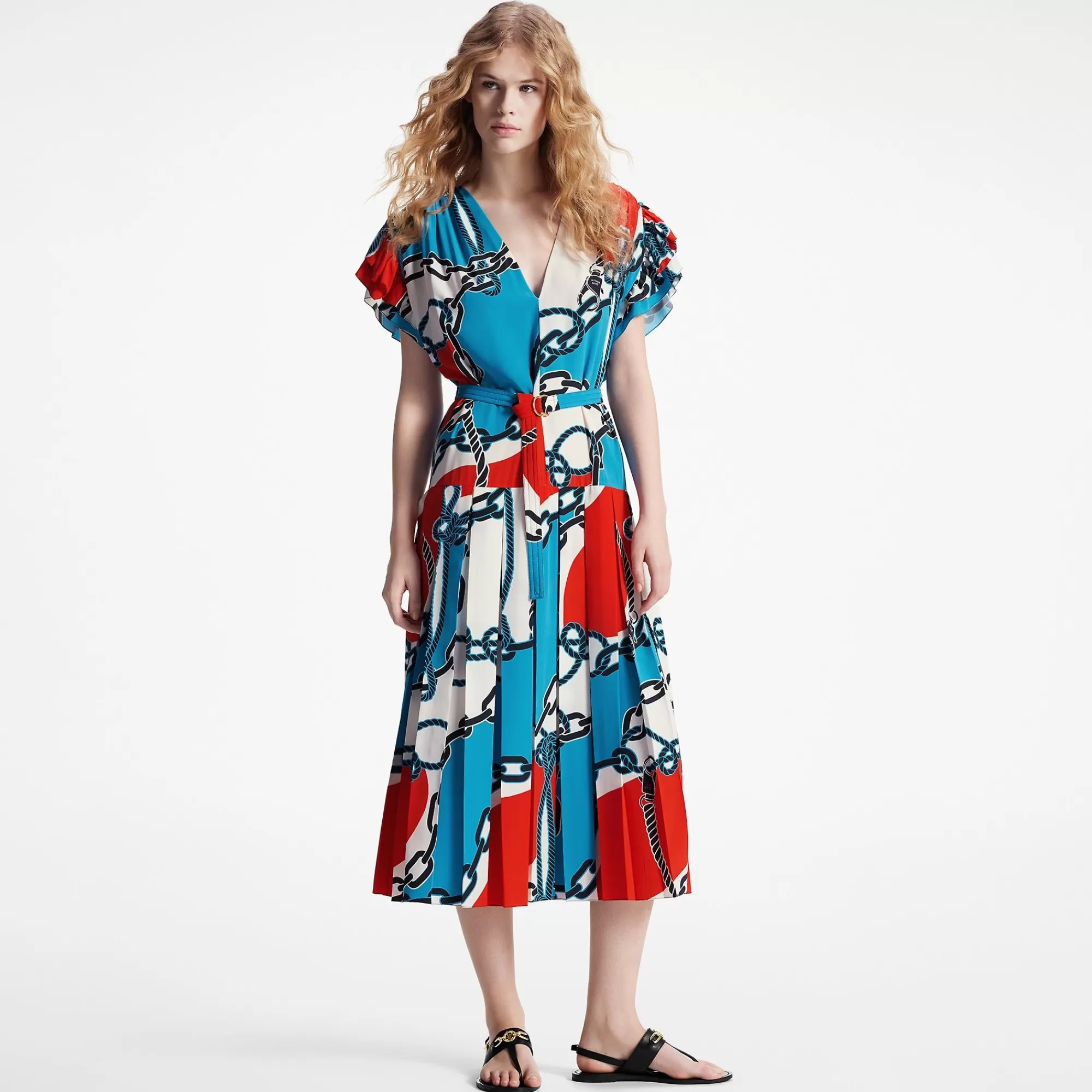Flash Sale Louis Vuitton Nautical Print Butterfly Sleeve Dress