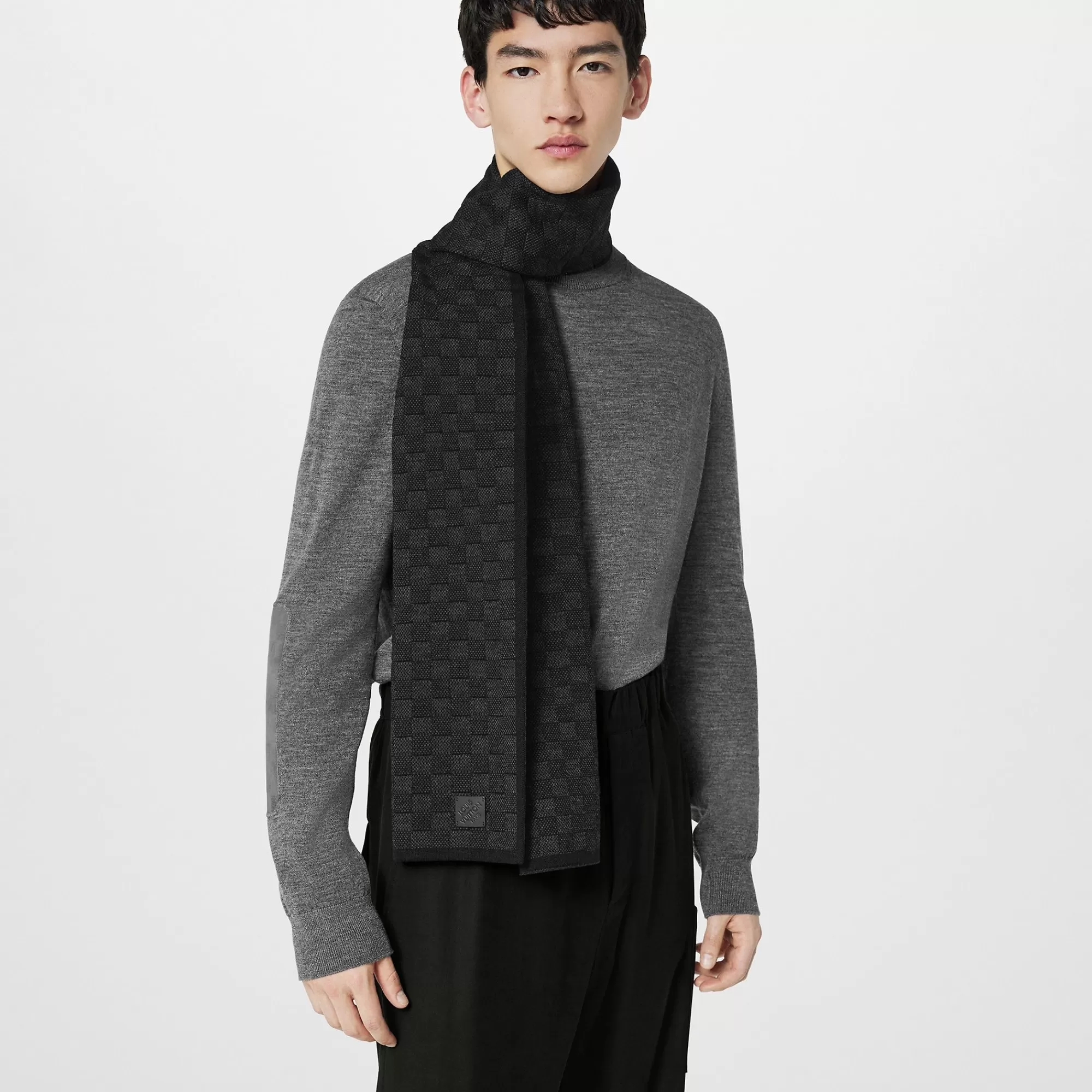 Shop Louis Vuitton Neo Petit Damier Scarf Anthracite