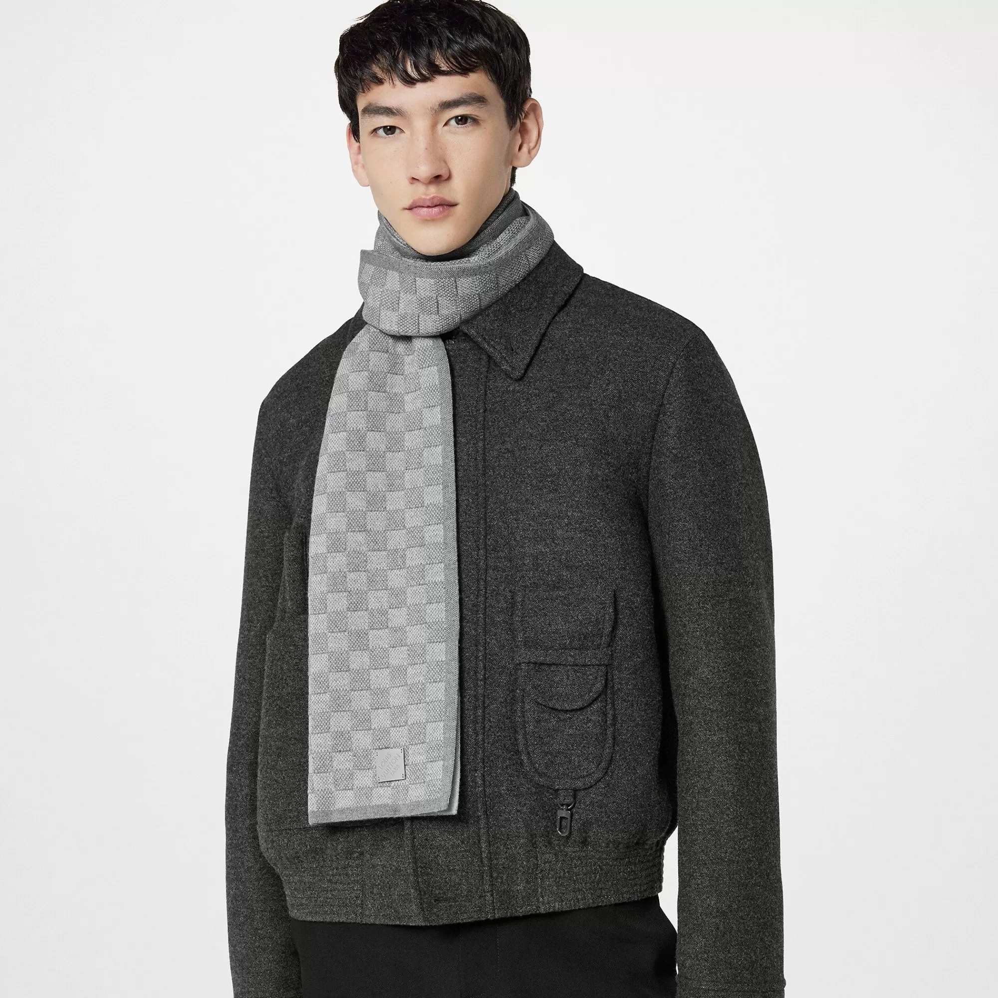 Shop Louis Vuitton Neo Petit Damier Scarf Light Grey