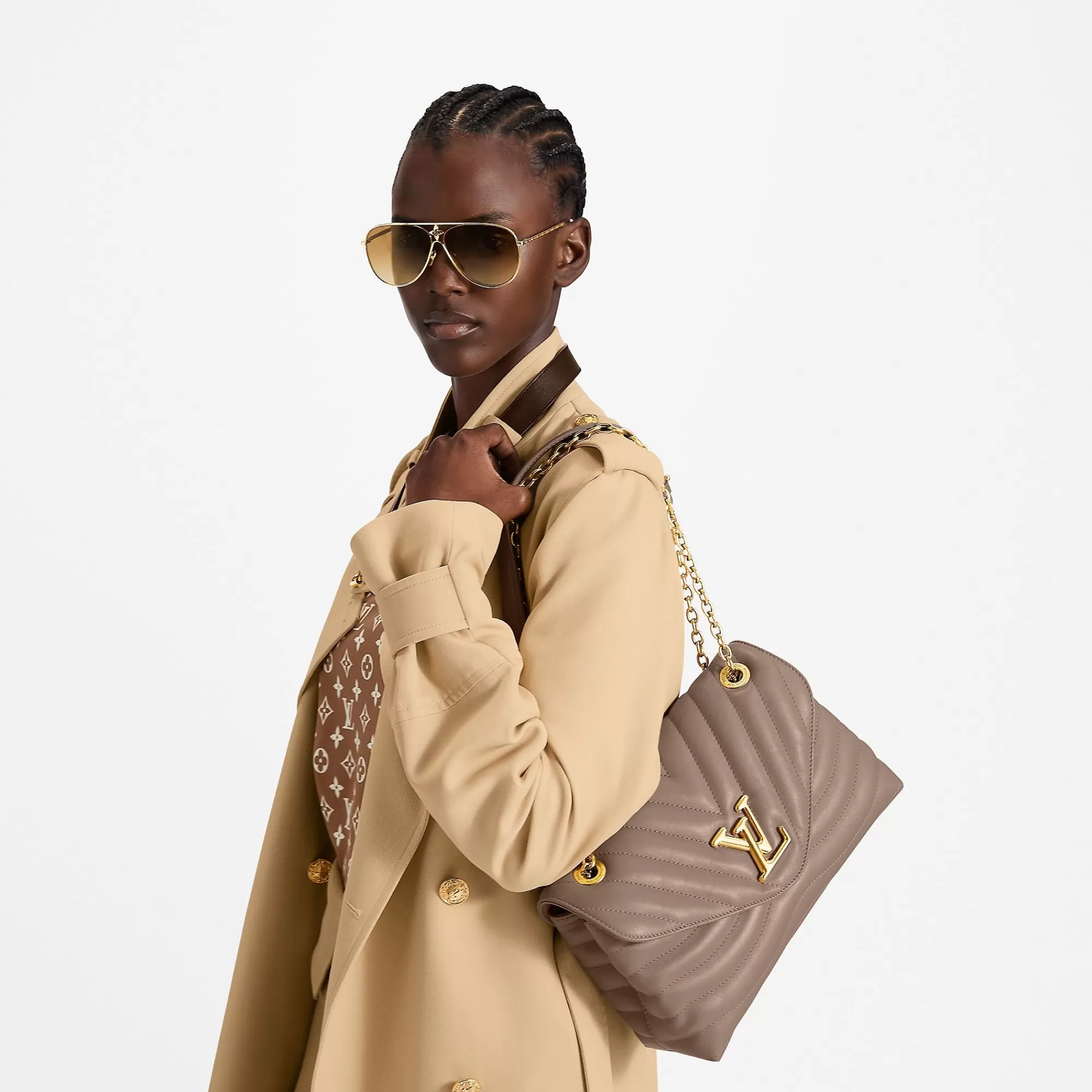 Fashion Louis Vuitton New Wave Chain Bag Gm Taupe
