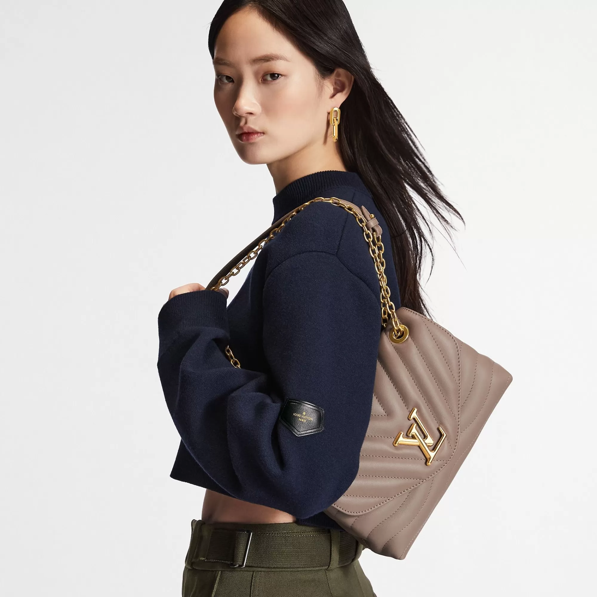 Outlet Louis Vuitton New Wave Chain Bag Mm Taupe