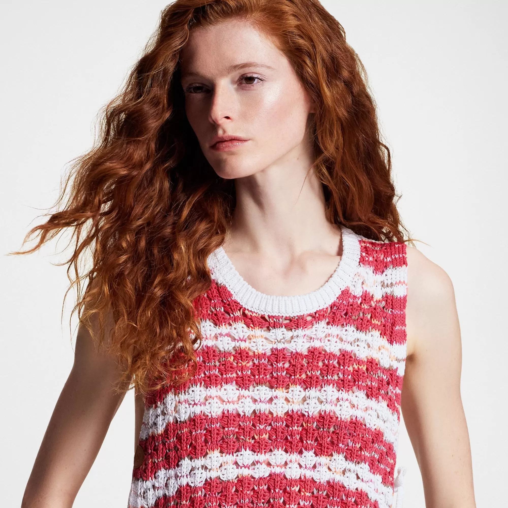 Outlet Louis Vuitton Open Side Striped Crochet Knit Crop Top