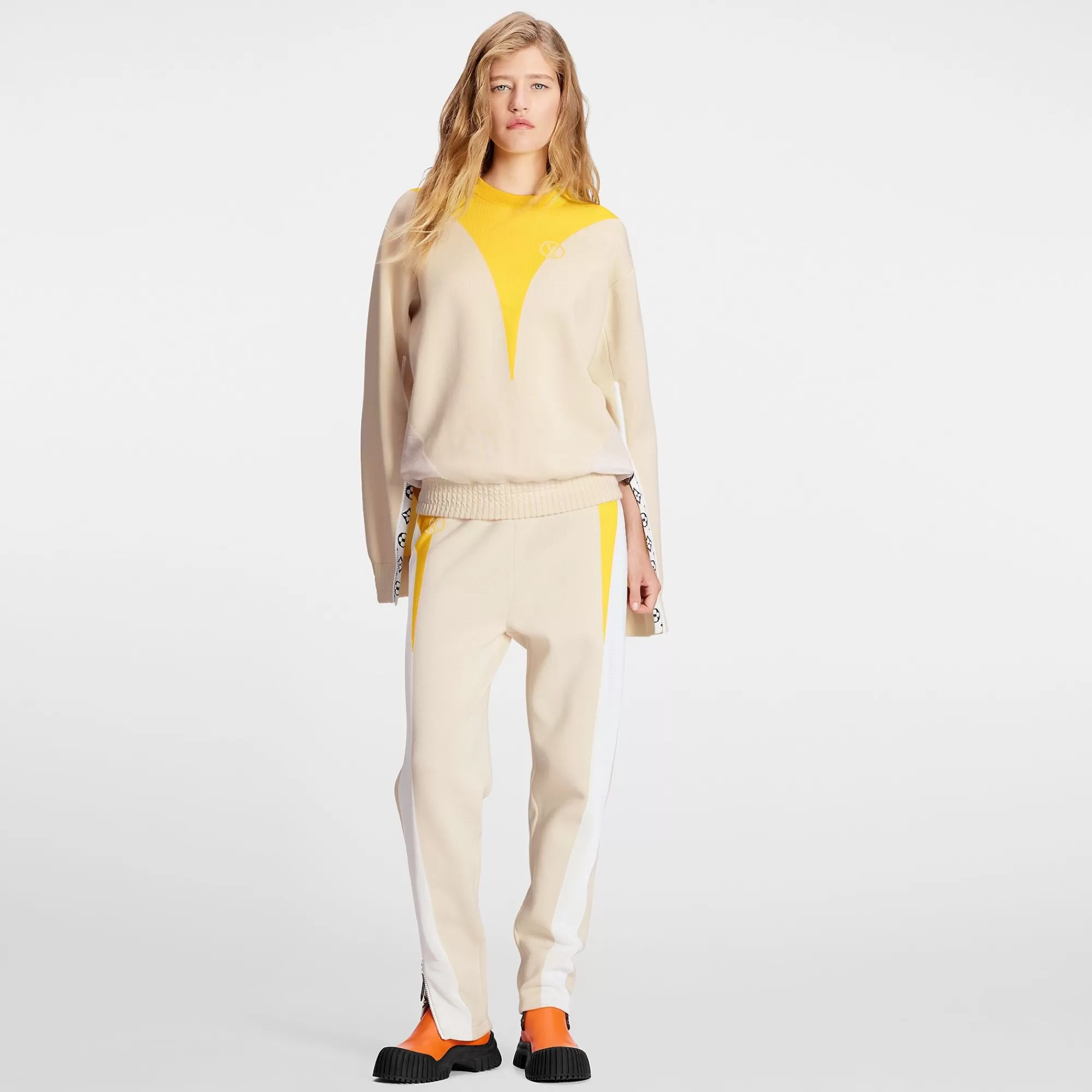 Fashion Louis Vuitton Open Sleeve Yellow Accent Sweater