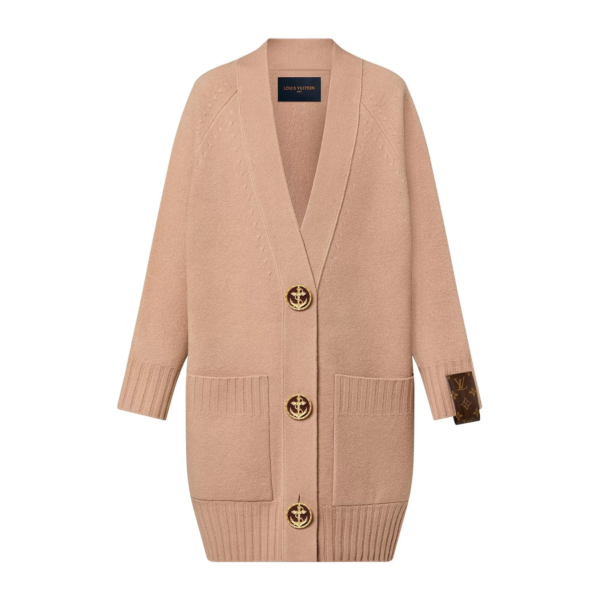 Best Louis Vuitton Oversized Detail Cardigan Beige Camel