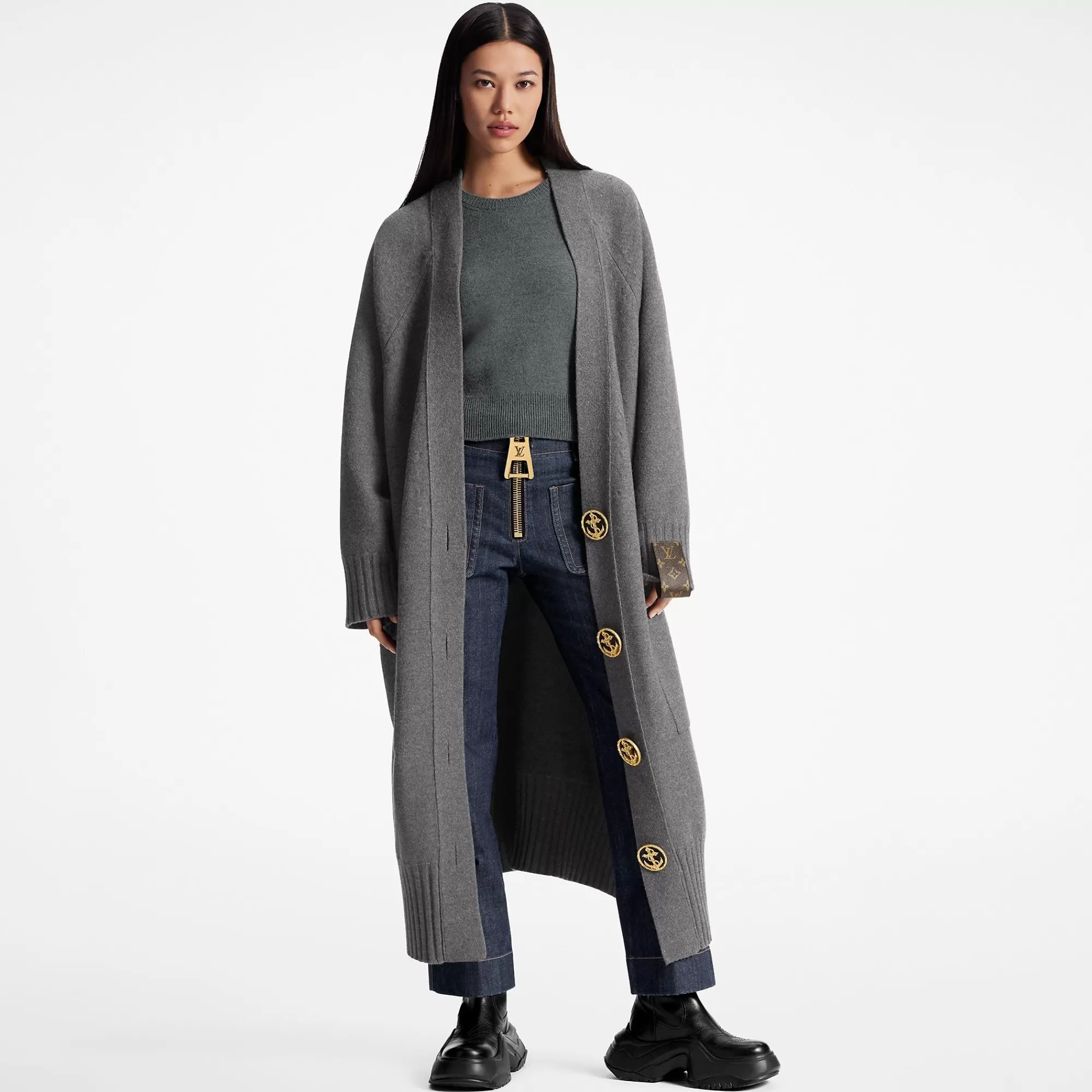 Fashion Louis Vuitton Oversized Detail Long Cardigan