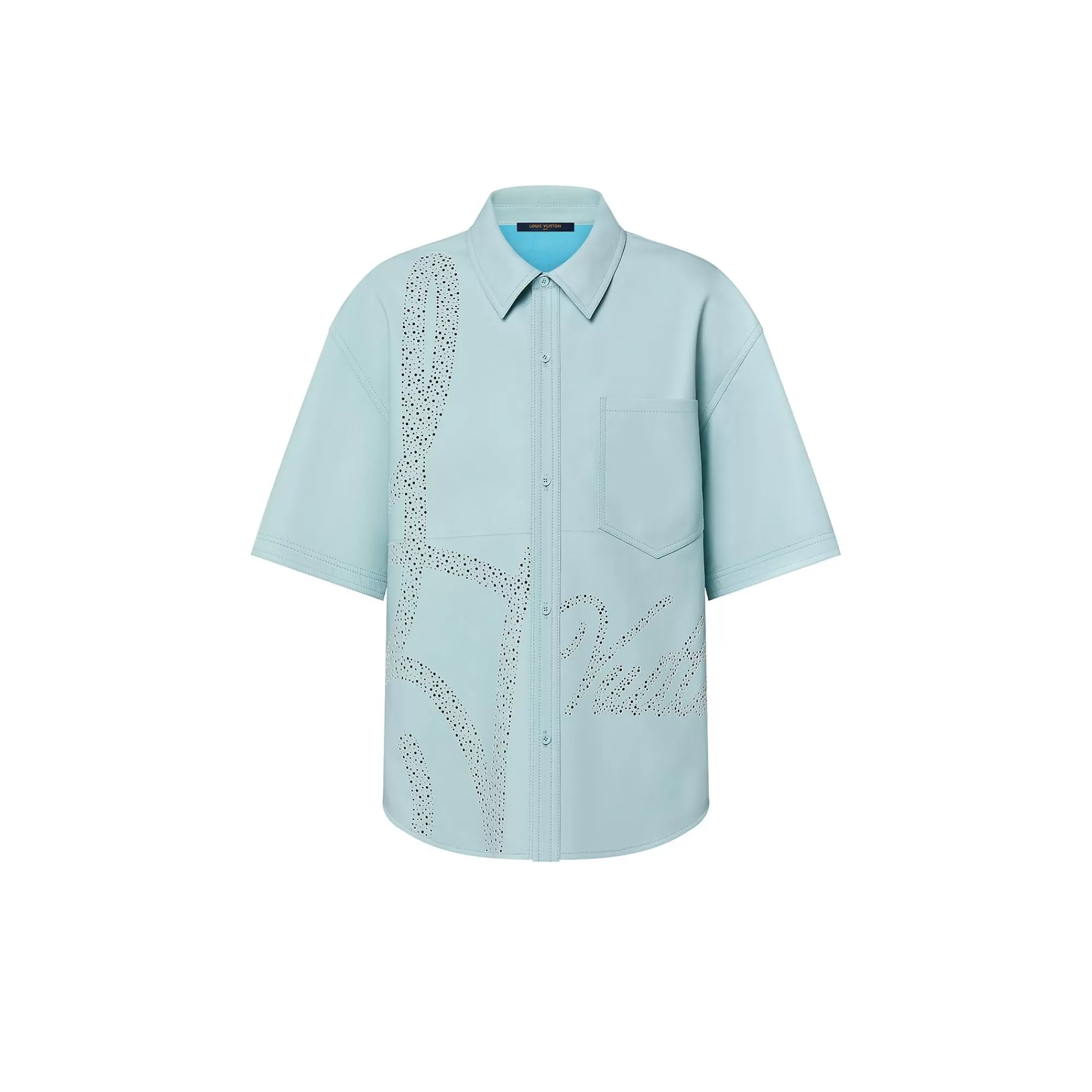 Online Louis Vuitton Perforated Leather Short-Sleeved Shirt