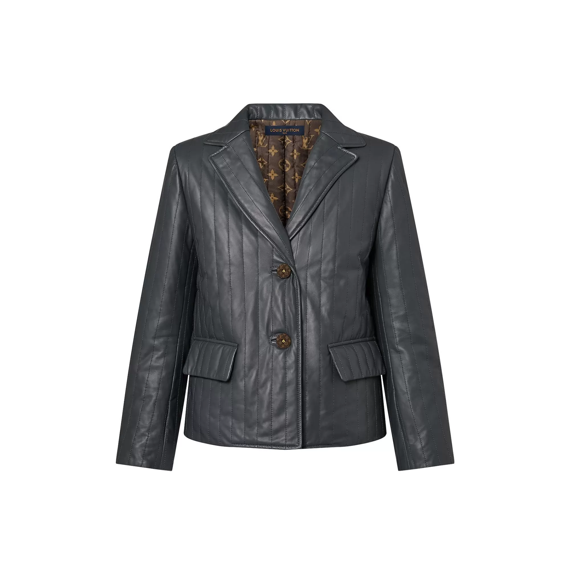 Store Louis Vuitton Pinstripe Leather Boxy Blazer
