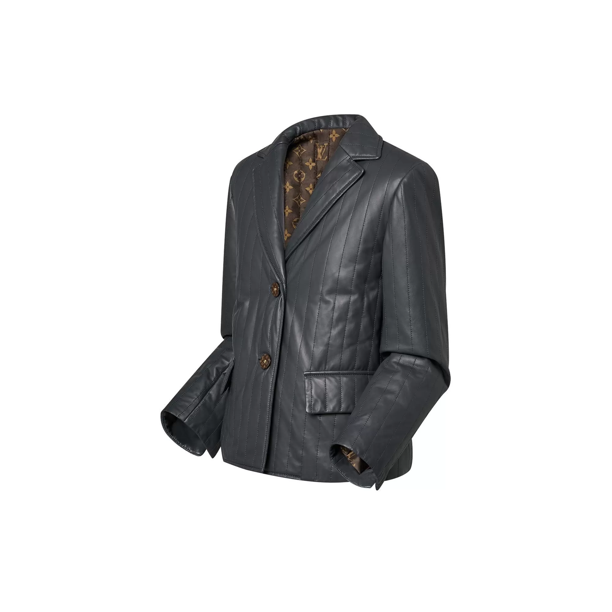 Store Louis Vuitton Pinstripe Leather Boxy Blazer