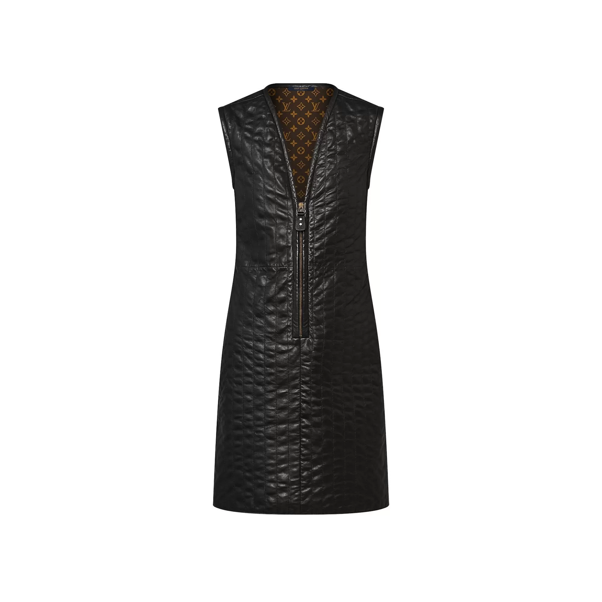 Flash Sale Louis Vuitton Pinstripe Leather Fitted Dress